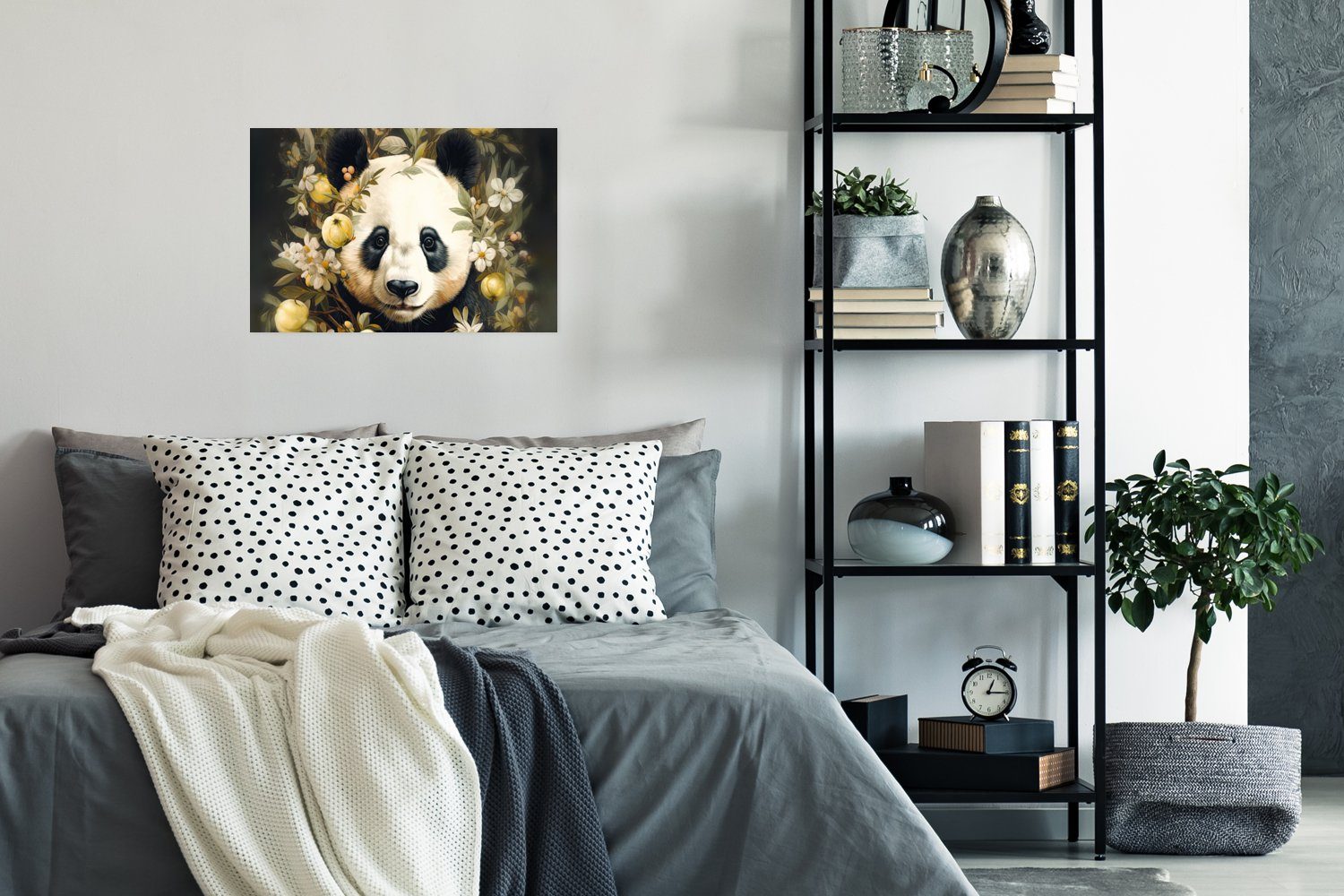 St), - Wandbild, für - Wandposter - Blumen, Ohne Poster Wohnzimmer, Pandabär Wildtiere Panda (1 Poster, Rahmen MuchoWow