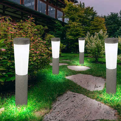 etc-shop LED Gartenleuchte, LED-Leuchtmittel fest verbaut, Kaltweiß, Tageslichtweiß, Solarlampen Garten Steinoptik Wegbeleuchtung Außen Solar Solarleuchten