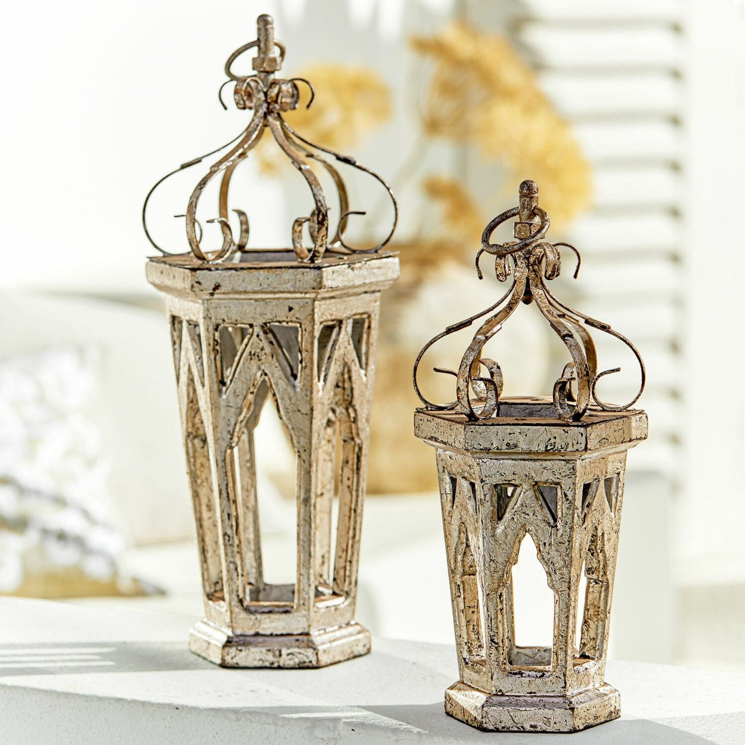 Mirabeau Weihnachtsfigur Deko-Objekt 2er Set Morvant antiksilber (2er Set, 2er Set)