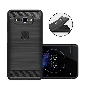 CoolGadget Handyhülle Carbon Handy Hülle für Sony Xperia XZ2 Compact 5 Zoll, robuste Telefonhülle Case Schutzhülle für Sony XZ2 Compact Hülle