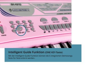 McGrey Home Keyboard BK-4910 Kinder Einsteigerkeyboard mit 49 Tasten, (Spar-Set, 3 tlg., inkl. Mikrofon, Kopfhörer & Notenständer), mit 16 Sounds, 10 Rhythmen und Lernfunktion