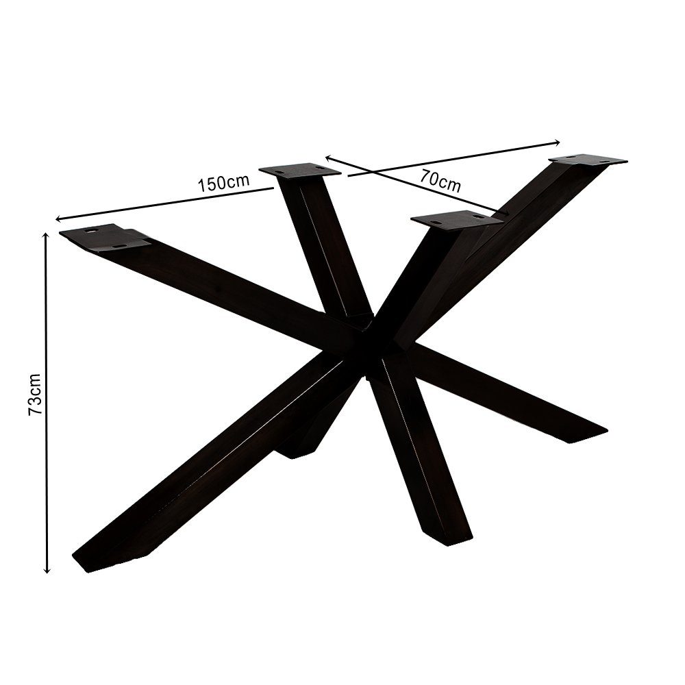 Tischgestell Esstischgestell LebensWohnArt Schwarz Stahl ca. L150cm (pulverbeschichtet) DIVE-MIKADO