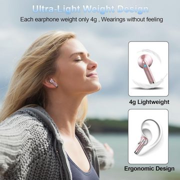 Wasart Kabellos Bluetooth 5.3 mit 14.2mm Stereo, 2023 Neue In-Ear-Kopfhörer (Intuitive Touch-Steuerung für mühelose Anruf- und Musiksteuerung unterwegs., mit CVC8.0 Mikrofon IP7 Wasserdicht 40H Kabellose Noise Cancelling)