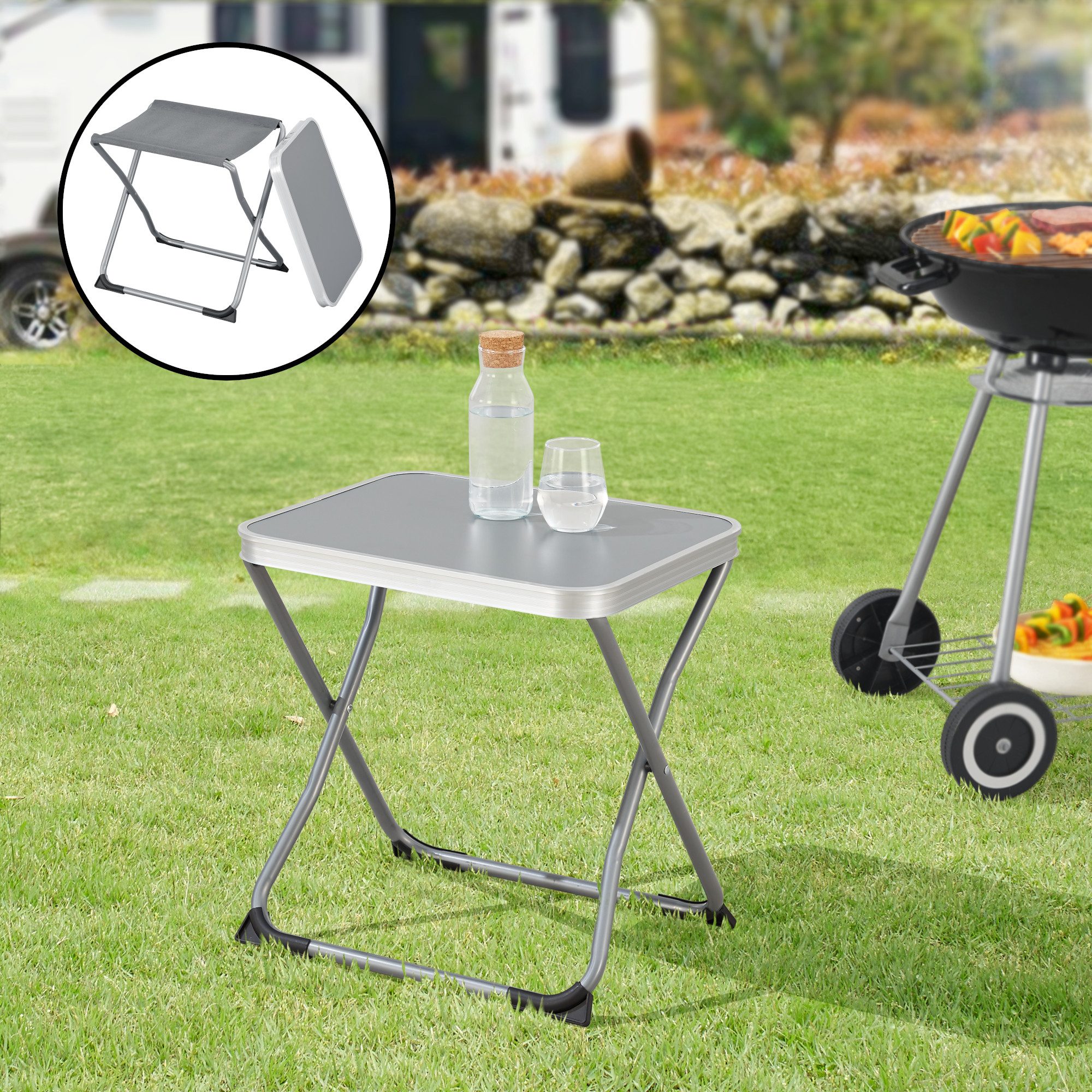 en.casa Campinghocker, »Barete« 2-in-1 Hocker und Tisch klappbar 47x47x37 c günstig online kaufen