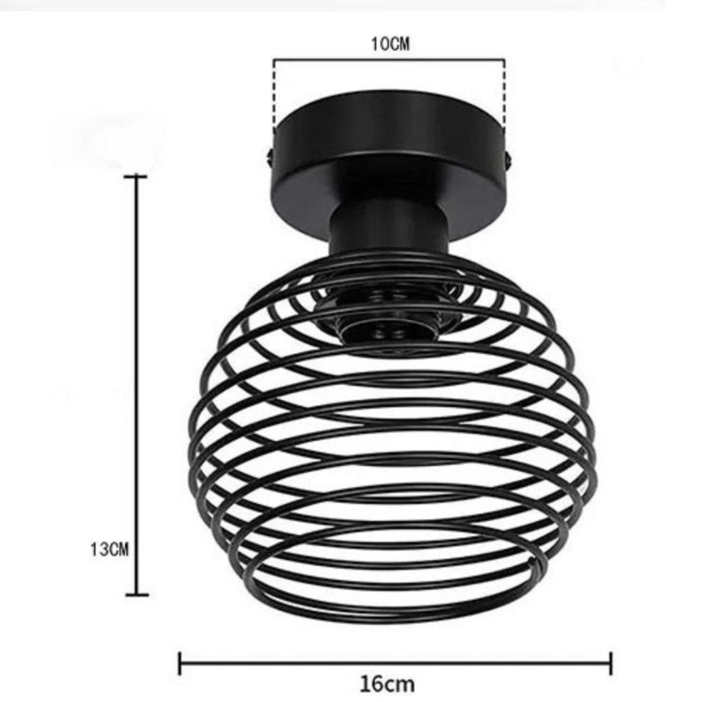 feinlux Lampenschirm Deckenleuchte Schwarz Retro Deckenlampe E27 ( ohne Leuchtmittel) , Perfekt für Flur Treppenhaus, Industrial Treppenhauslampe
