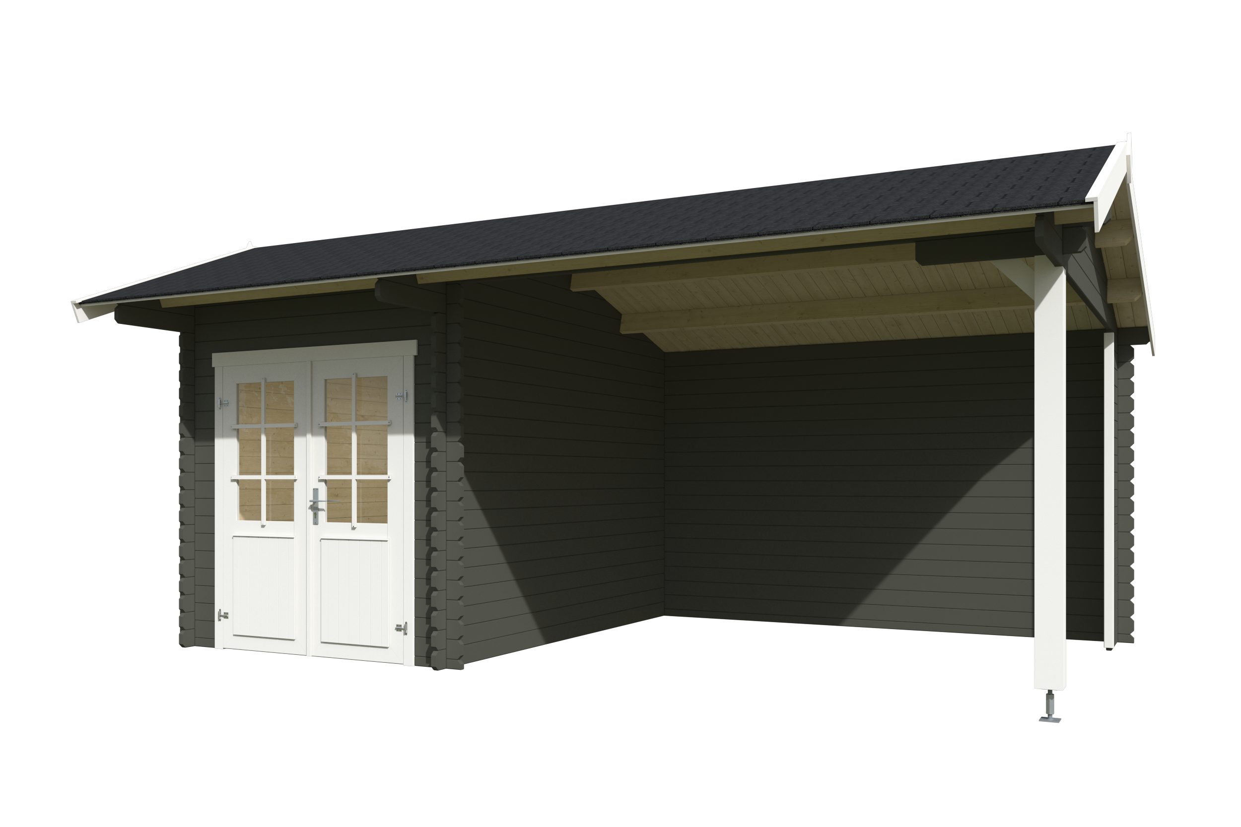 Nordic Holz Gartenhaus Kenzo, BxT: 580x389,3 cm, (Anbau inkl. Rückwand)