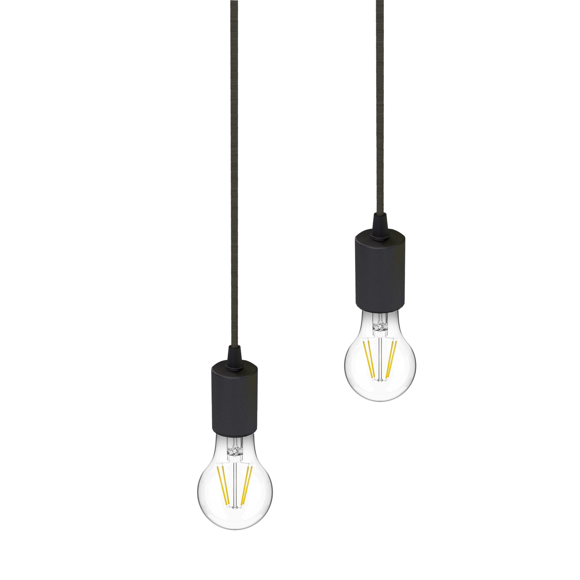 SSC-LUXon LED-Hängeleuchte PARU Hängeleuchte 2 flammig schwarz rund LED Glühbirnen E27 warmweiß, Warmweiß