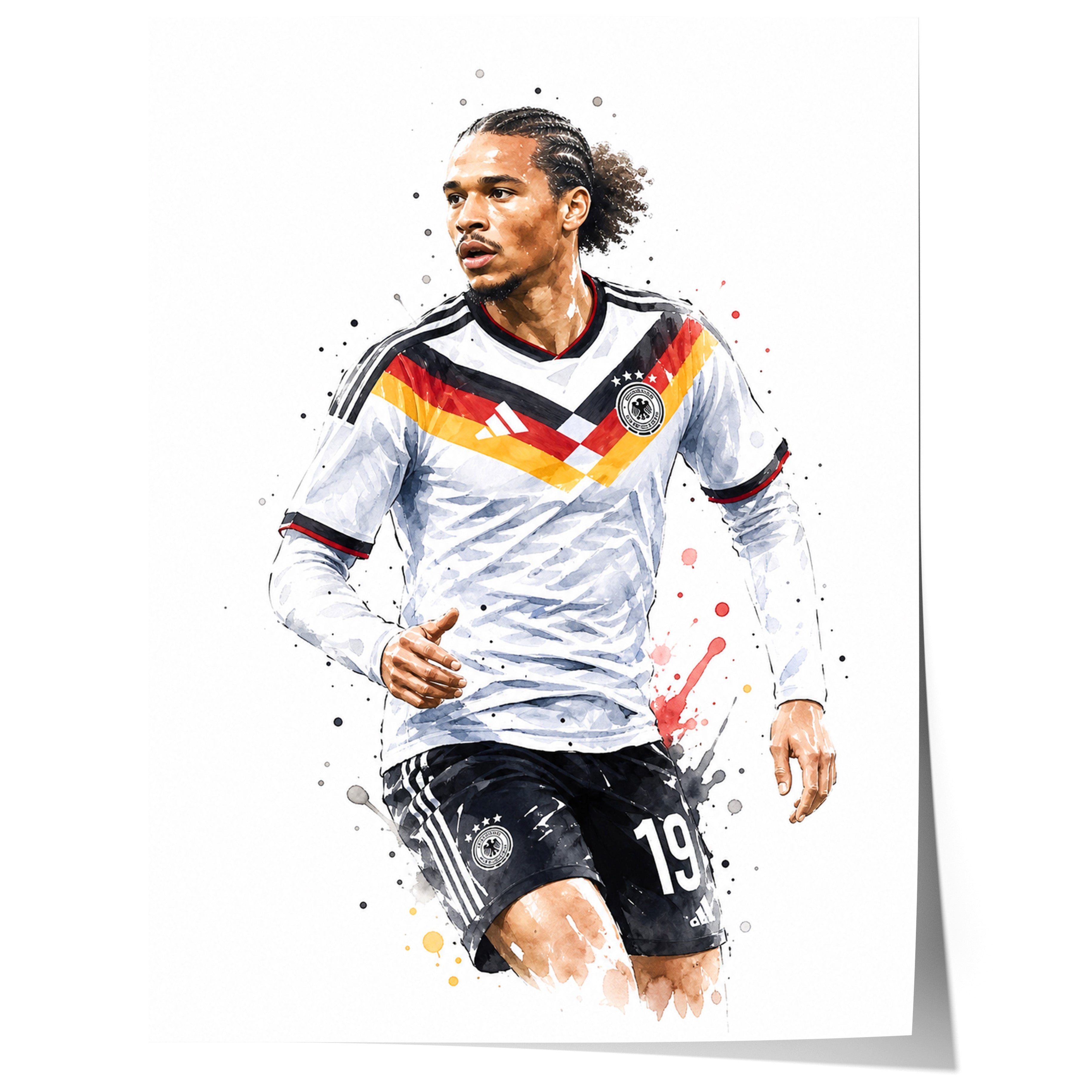 JUSTGOODMOOD Poster Deutschland Fussball Geschenkidee Aquarell Sport Wandbild Deko Print o, (1 St)