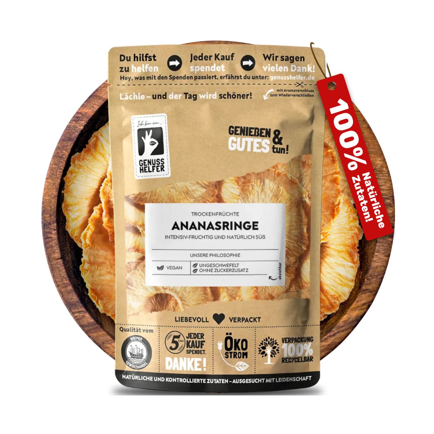 Bremer Gewürzhandel Trockenfrüchte Ananasringe, getrocknet, 180 g