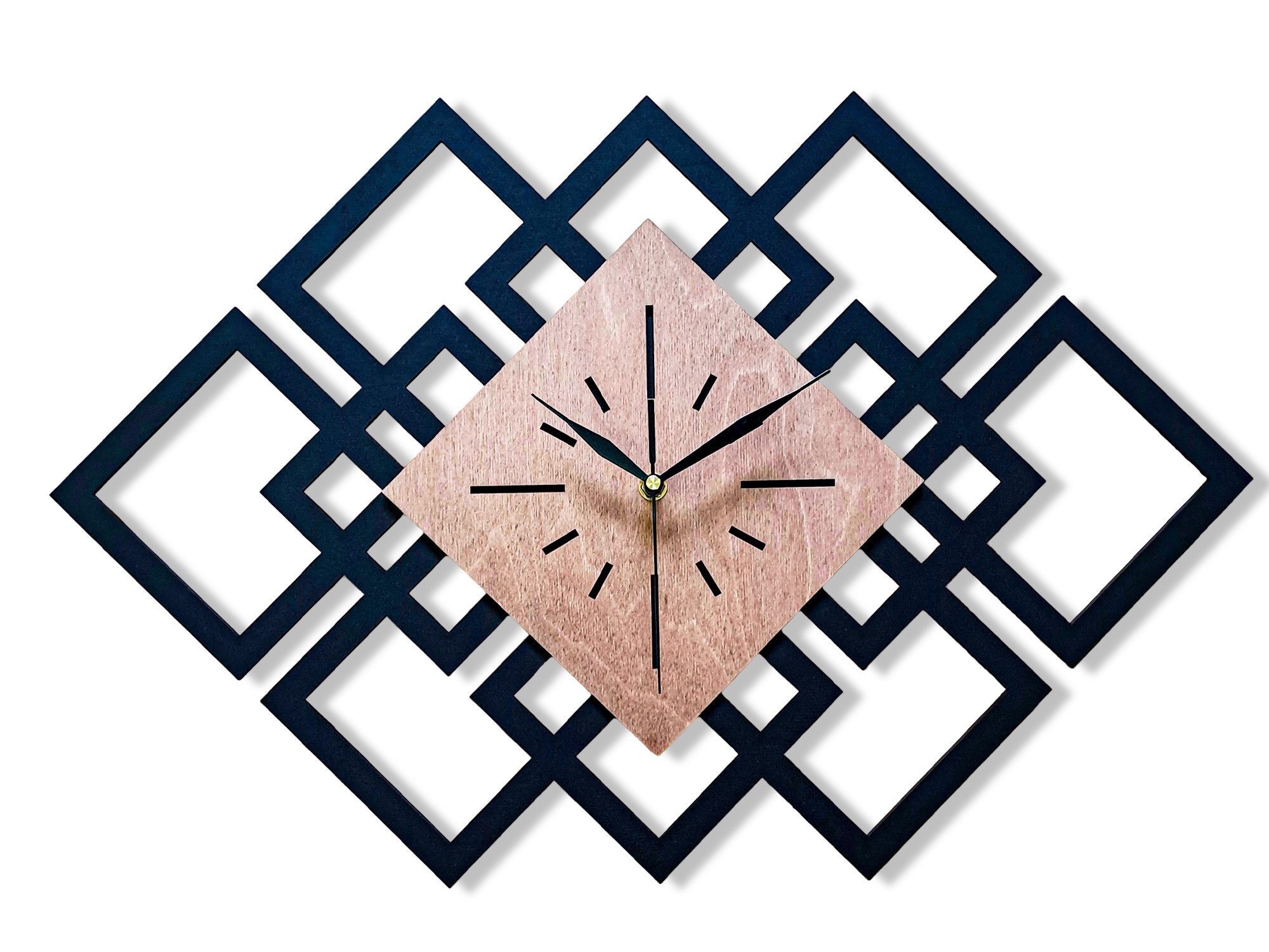 ORNAMENTI Wanduhr Groß, modern Wanduhr, Holz, Eichenfurnier, loft, minimalistisch (ohne Ticken, Wanddeko, Holzdeko, 4 Farben, hingucker Wanduhr)