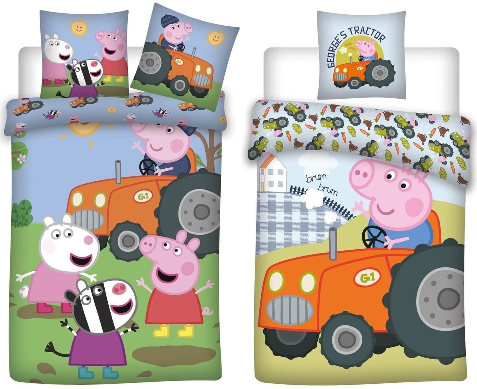 Kinderbettwäsche »Peppa Wutz Pig - 2 x Traktor-Bettwäsche-Set für Jungen,  135x200 & 80x80 cm«, Peppa Pig, 100% Baumwolle online kaufen | OTTO