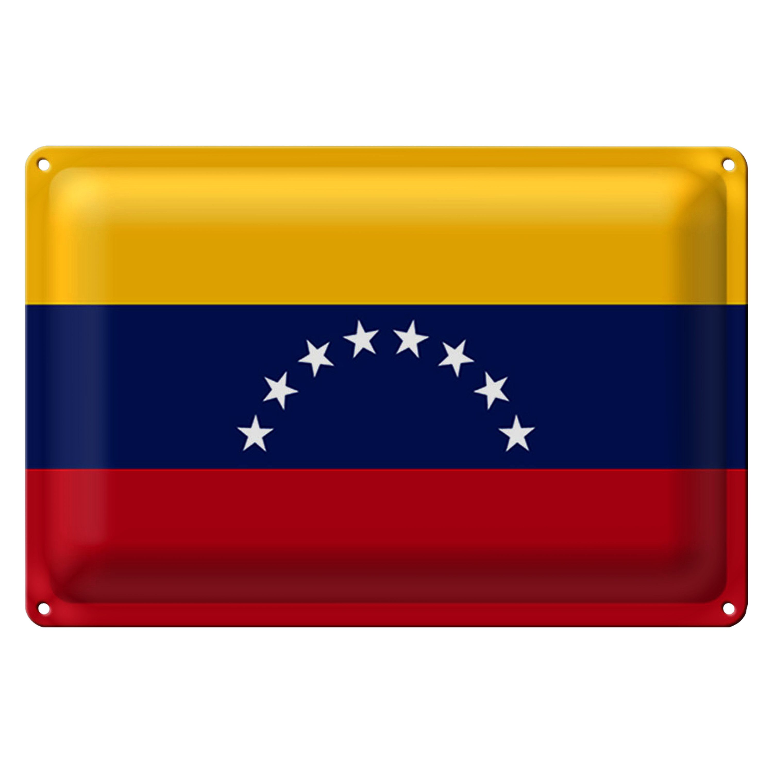Roomando Metallschild Blechschild Flagge Venezuela 30x20cm Flag of Venezuela