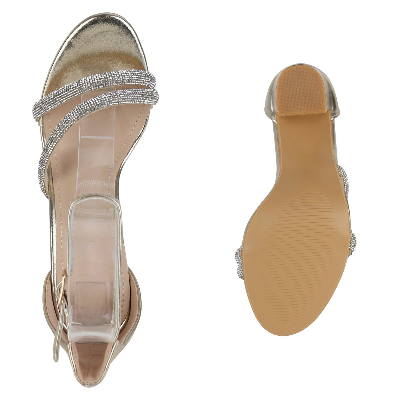 840141 Schuhe VAN HILL Gold Bequeme High-Heel-Sandalette