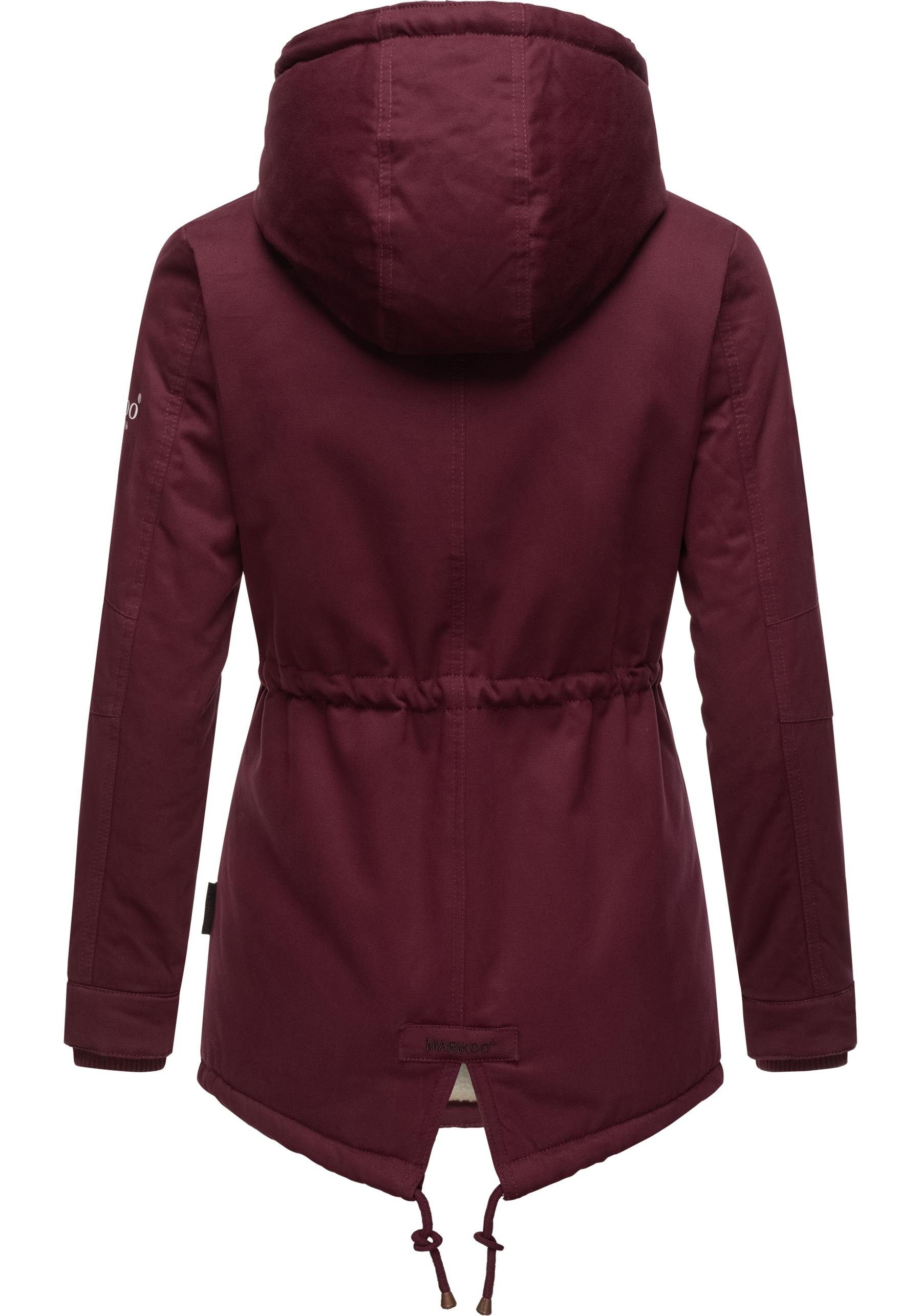 Marikoo Winterjacke Manolya stylischer Kurzmantel mit weichem Teddyfell-Futter