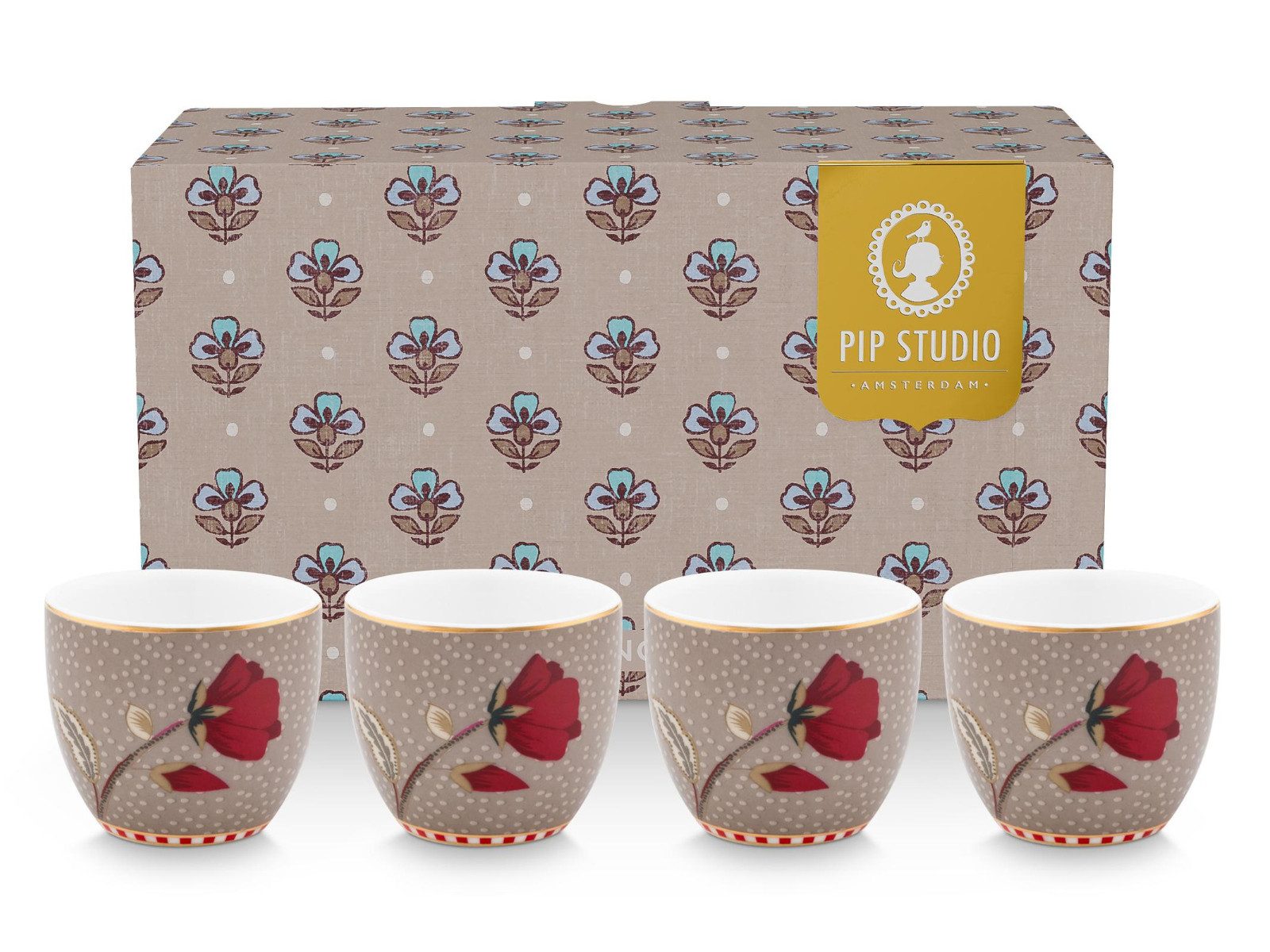PiP Studio Eierbecher Blooming Tales Fantasy Khaki Eierbecher 4cm Set4