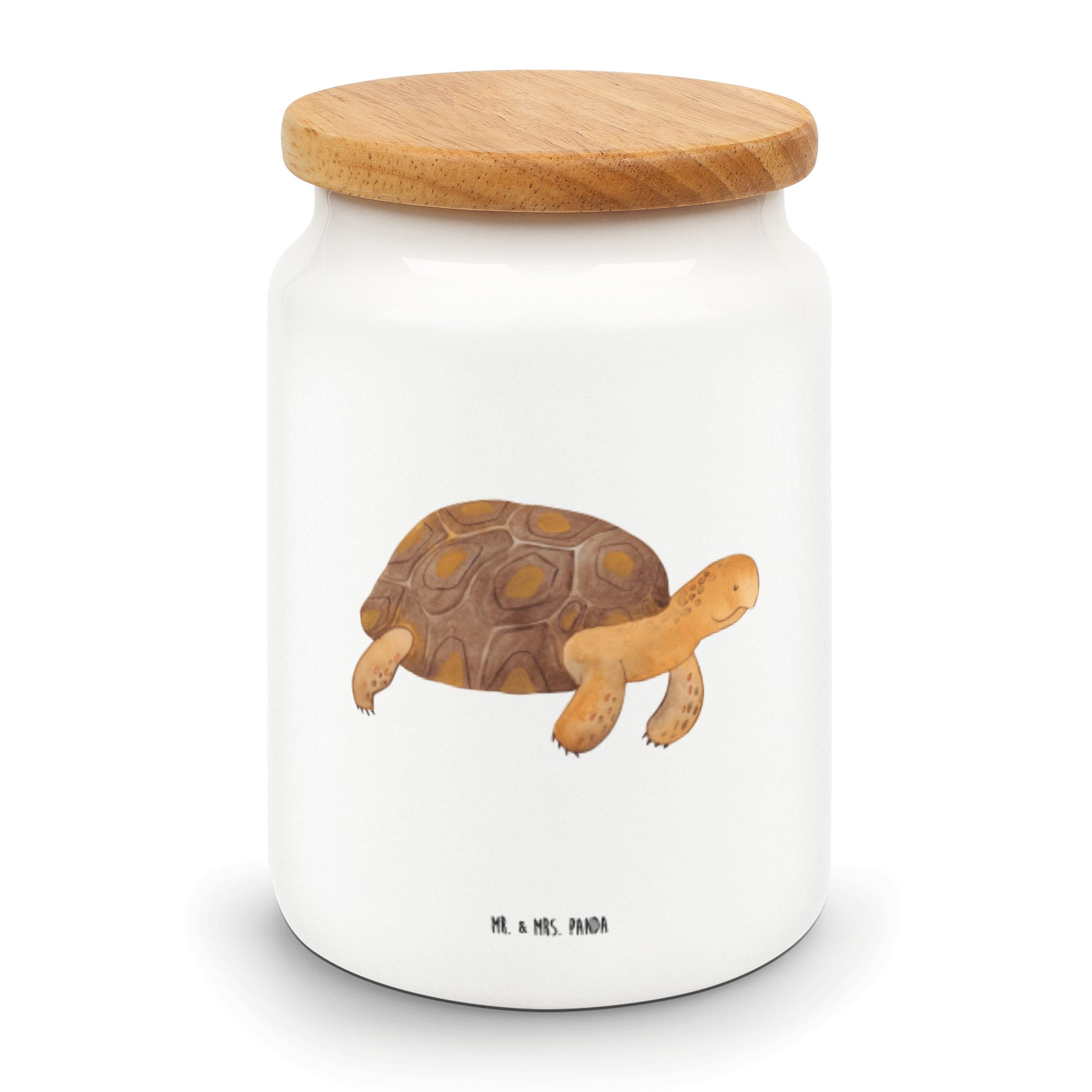 Mr. & Mrs. Panda Vorratsdose Schildkröte marschiert - Weiß - Geschenk, Aufbewahrungsdose, Urlaub, Keramik, (1-tlg)