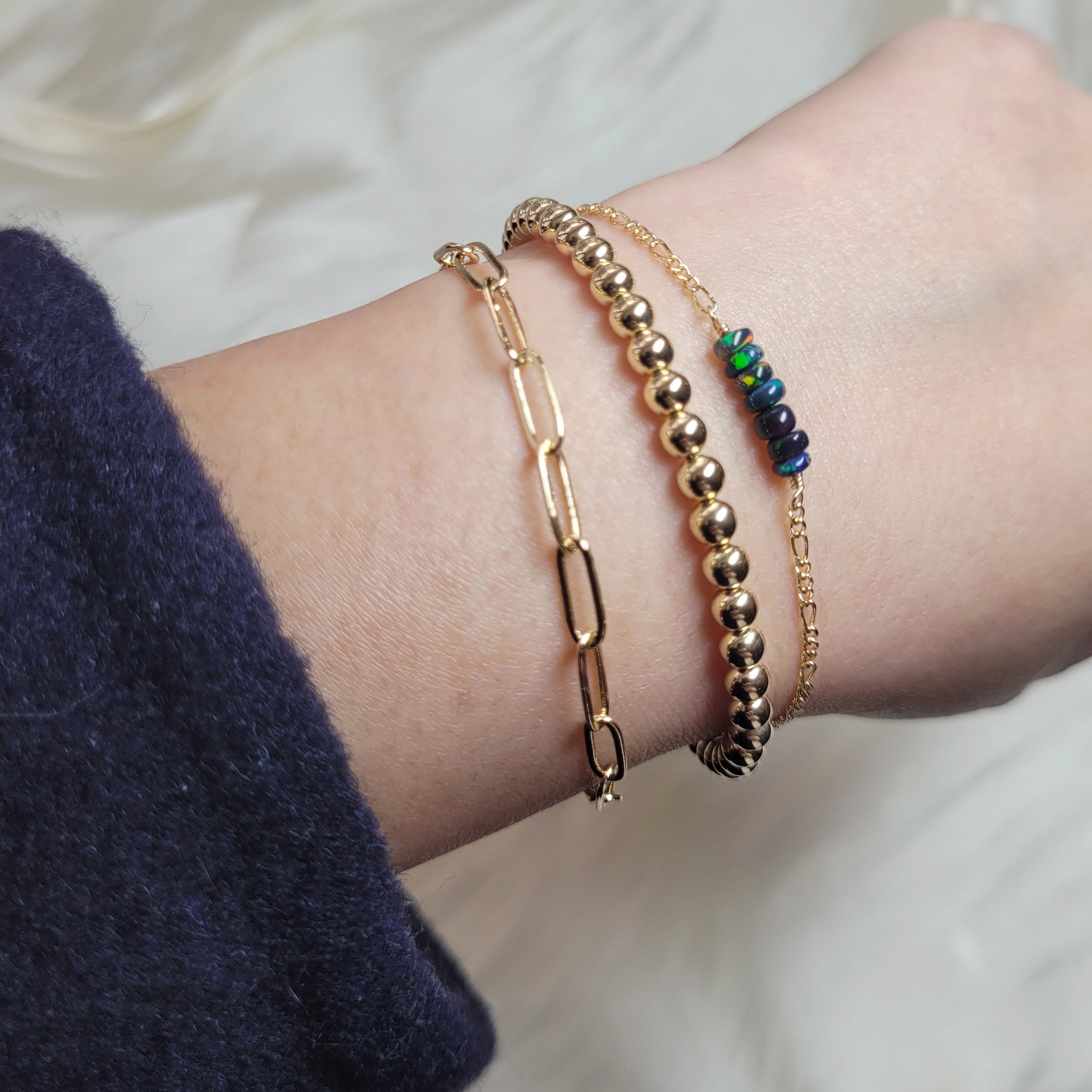 Armband Opalarmband, Goldarmband, minimalistisches Silberarmband, Geburtsstein