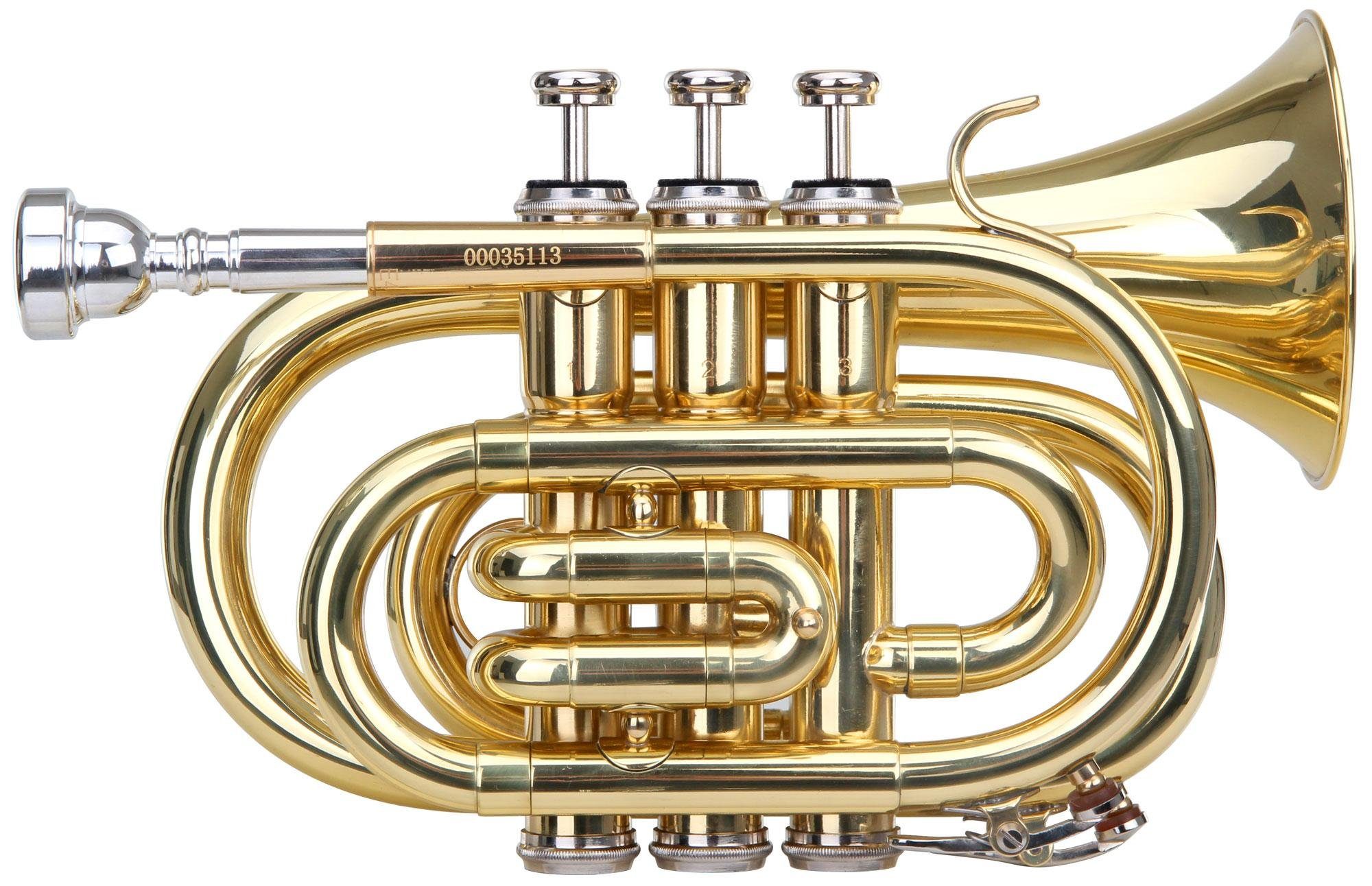 Classic Cantabile Trompete TT-400 Taschentrompete Bb, inkl. Koffer & Mundstück, Trompete im Taschenformat, Schallbecher: 93 mm