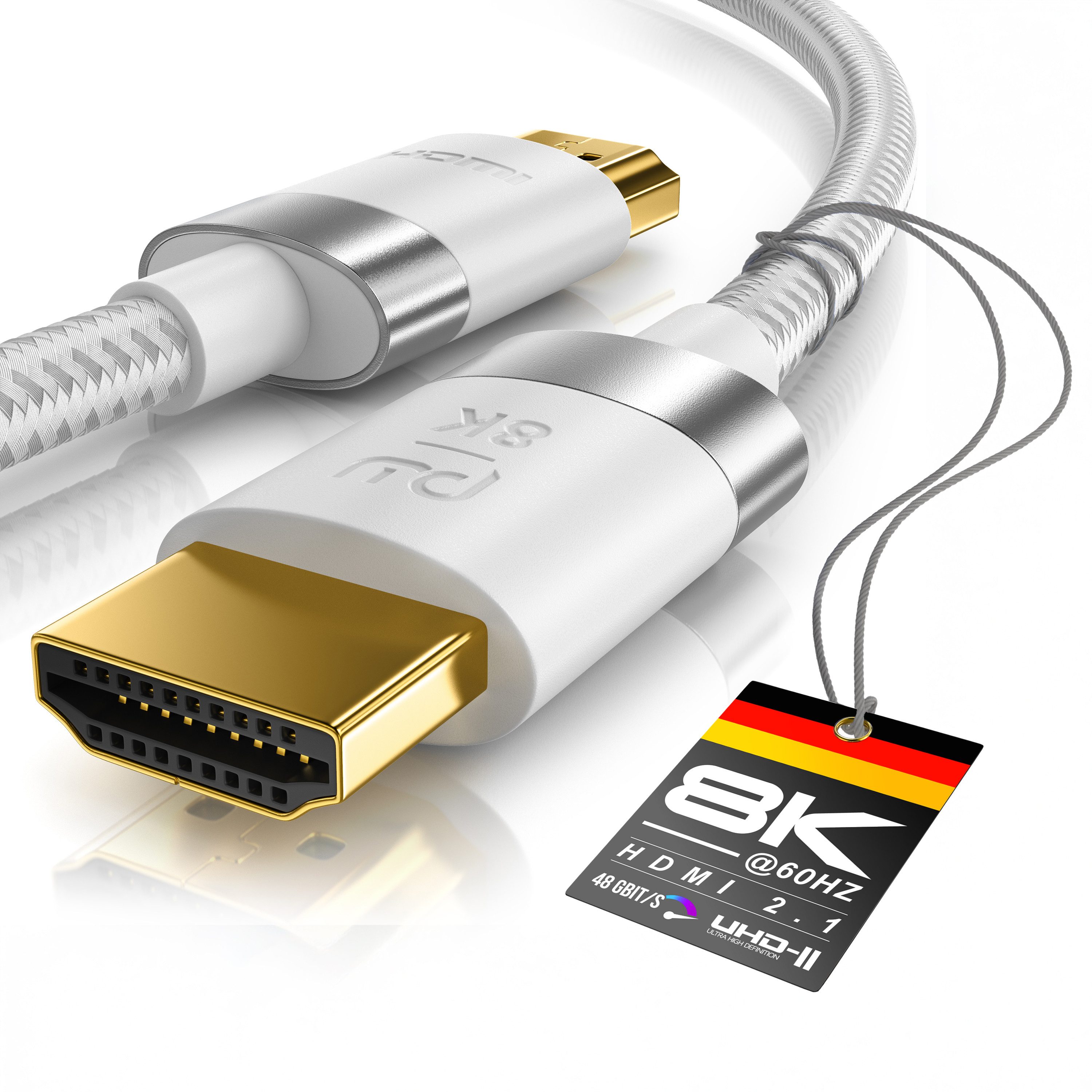 Primewire 8K @ 120Hz / 4K @ 240Hz DSC, Ultra High Speed, Nylonummantelung, 0,25m HDMI-Kabel, 2.1, HDMI Typ A (25 cm), 48 Gbit/s Bandbreite, eARC, CEC, HDCP, für Gaming, Streaming, Heimkino