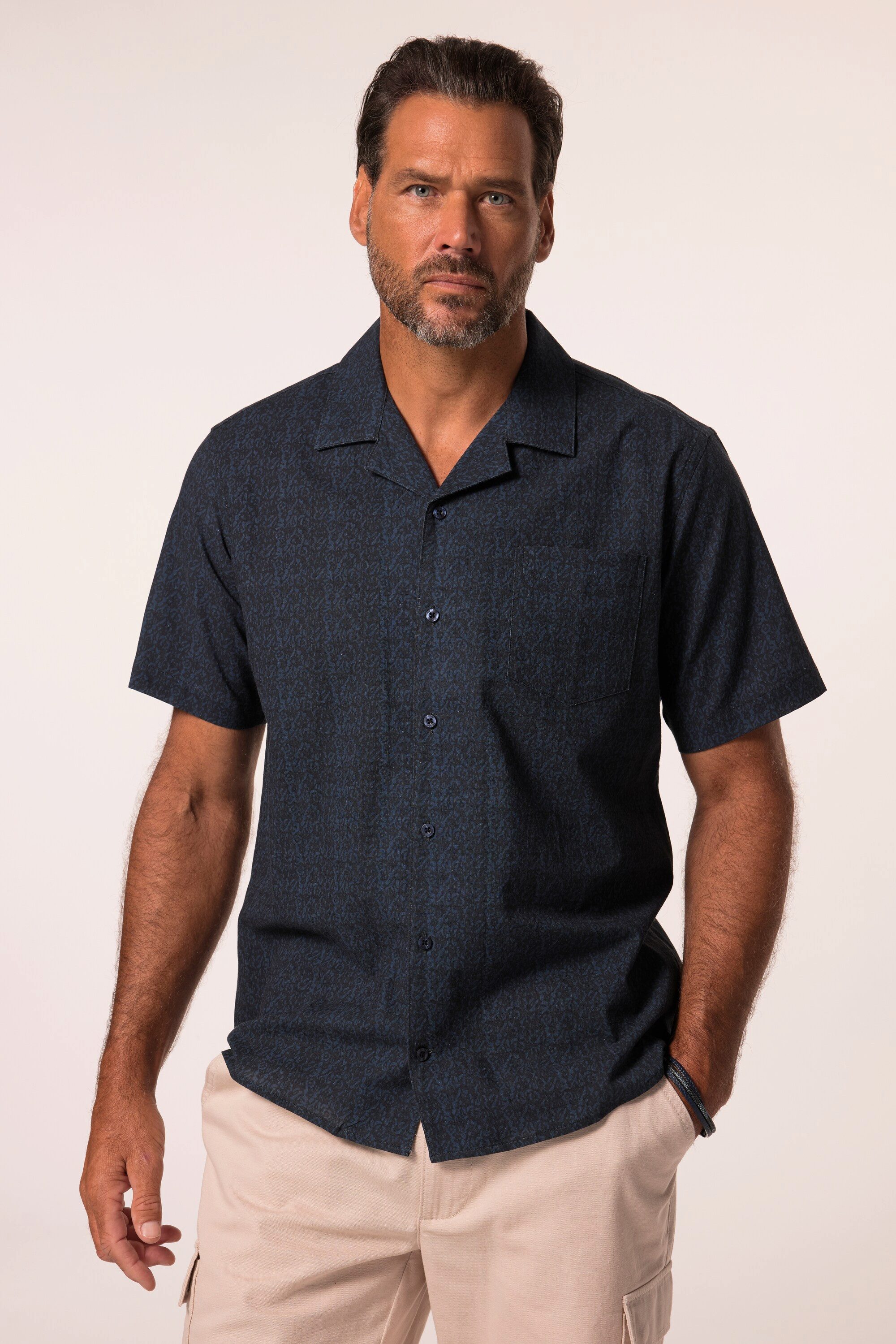 JP1880 Kurzarmhemd Hemd Halbarm Leinenoptik floraler Print Cuba Fit günstig online kaufen