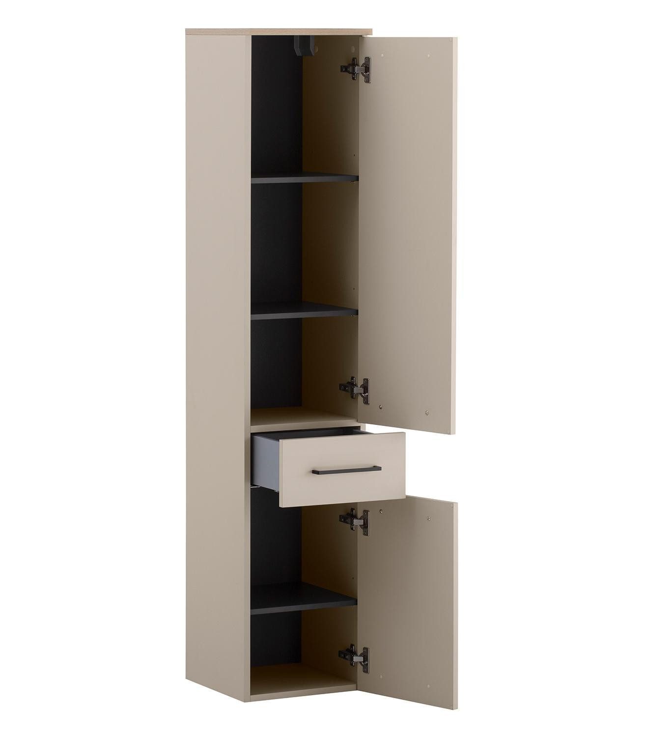 Vito Midischrank MALO, Cremebeige, 2 Türen, 1 Schublade, Soft-Close-Funktion, B 33 x H 160 x T 35 cm