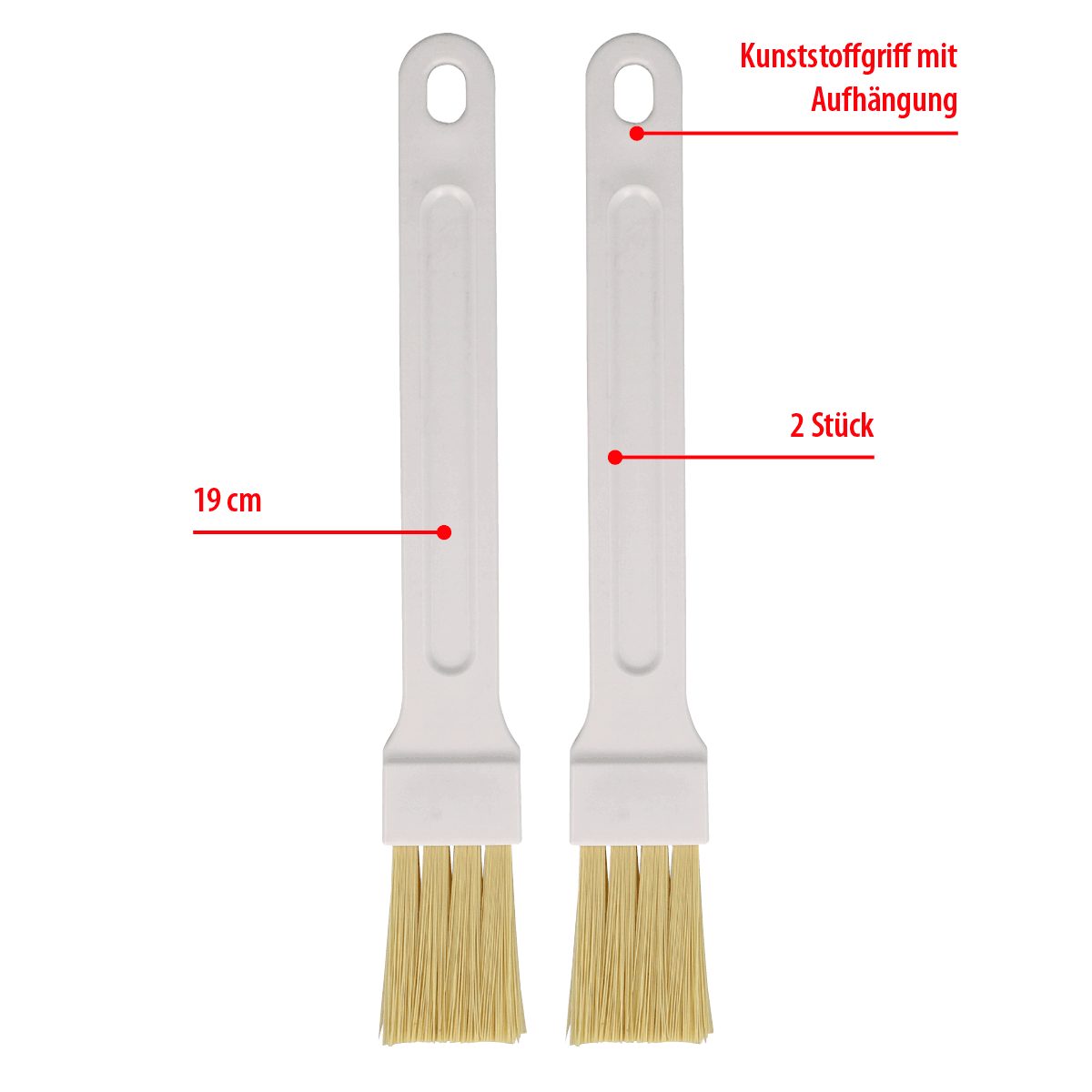 EUROHOME Kuchentransportbox Marinadenpinsel mit feinen Borsten zum Kochen und Backen, Kunststoff, (2-tlg., 2er Set Kuchenpinsel 19 cm), Kochpinsel Küchenpinsel mit Kunststoffgriff