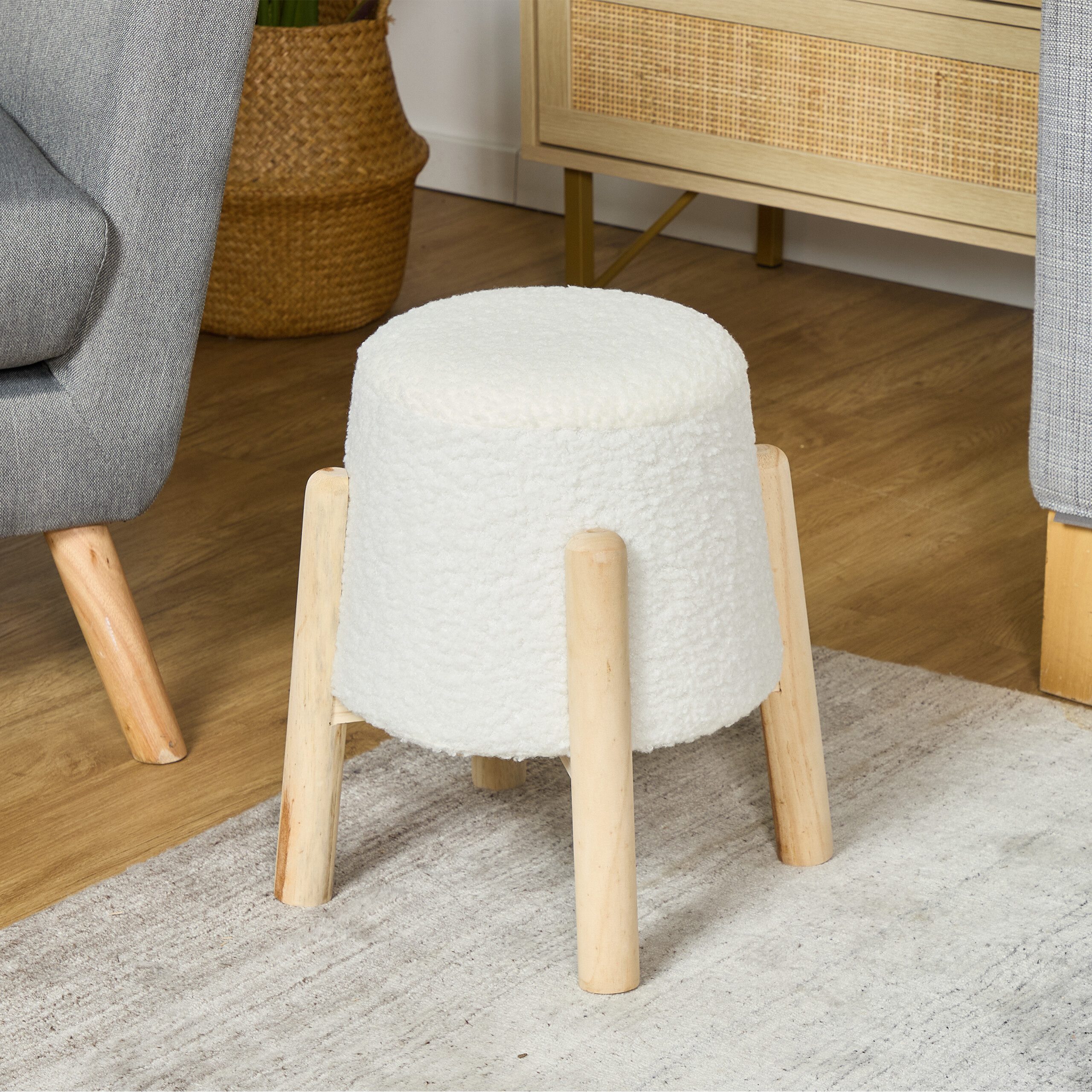 relaxdays Sitzhocker mit Teddyfell günstig online kaufen