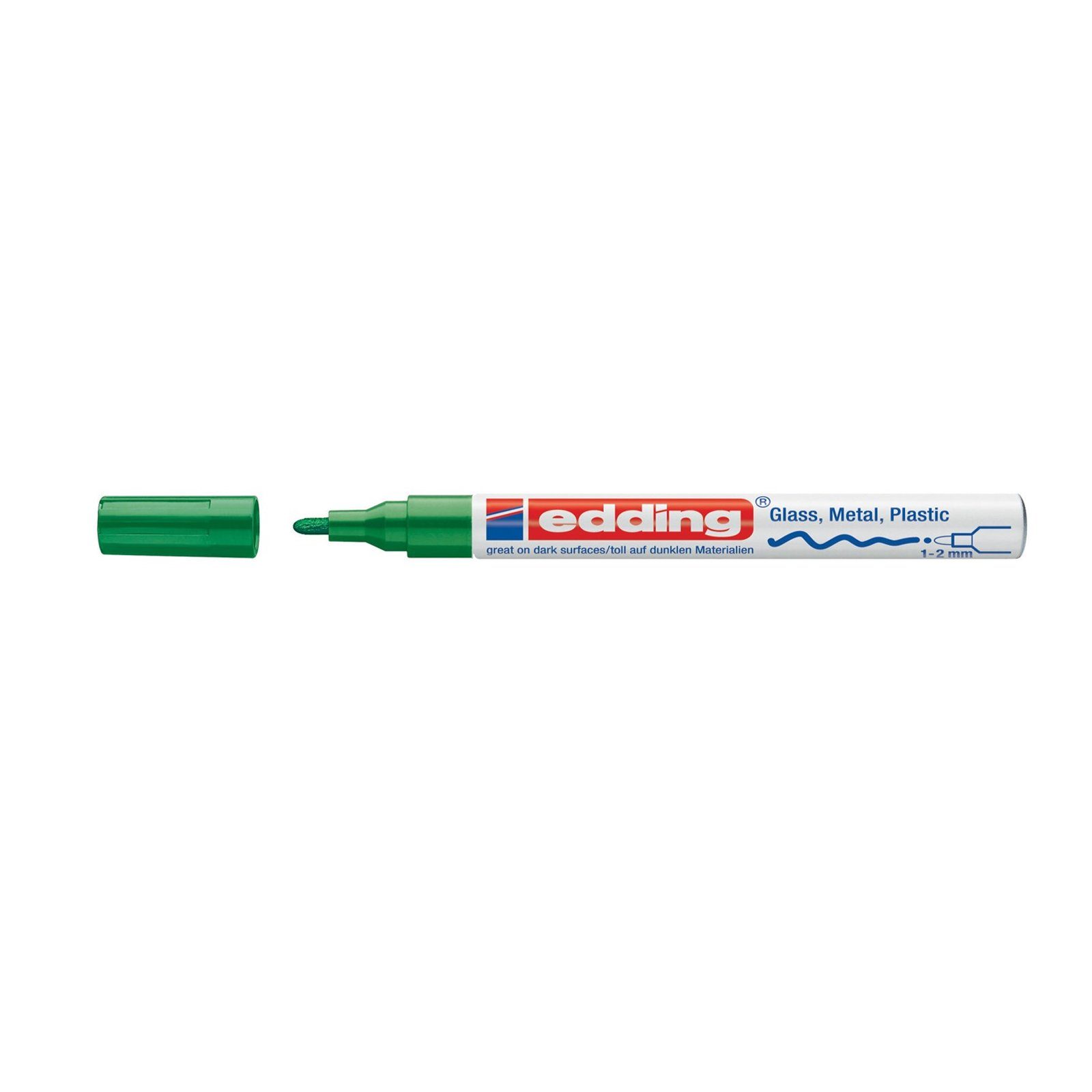 edding Marker Glanzlack-Marker 1-2 mm edding 751, (Stück, 1-tlg), Lackstift Permanentmarker Grün