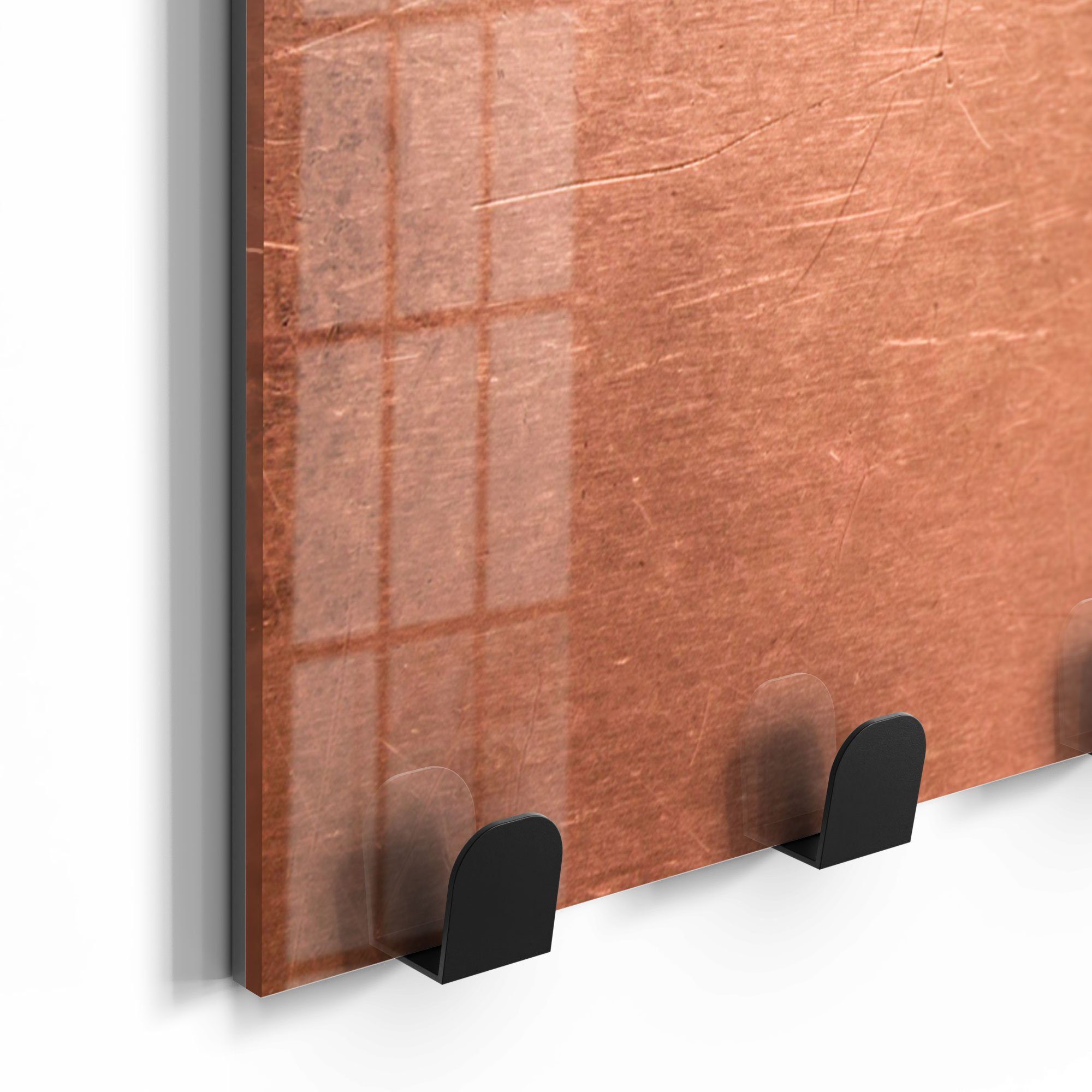 DEQORI Kleiderhaken 'Kupferplatte mit Kratzern', Garderobe Paneel beschreibbar Glas magnetisch