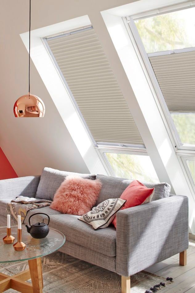 Dachfensterplissee StartUp Style Honeycomb TL, sunlines, Lichtschutz, verspannt, verschraubt, mit Führungsschienen sand | Sonnenschutz-Plissees