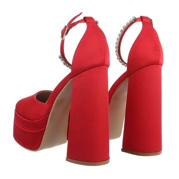 Ital-Design Damen Abendschuhe Party & Clubwear Plateaupumps Blockabsatz High Heel Pumps in Rot