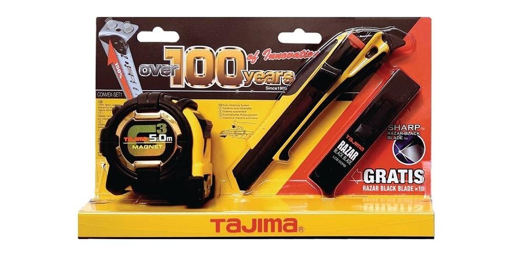 10 Cutter Tajima Cuttermesser Cuttermesser-Set und CONVEX Ersatzklingen Bandmaß,