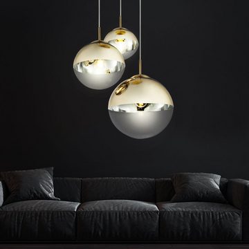 etc-shop LED Pendelleuchte, Leuchtmittel inklusive, Warmweiß, Design Hänge Lampe Decken Leuchte Wohn Zimmer Glas Kugel