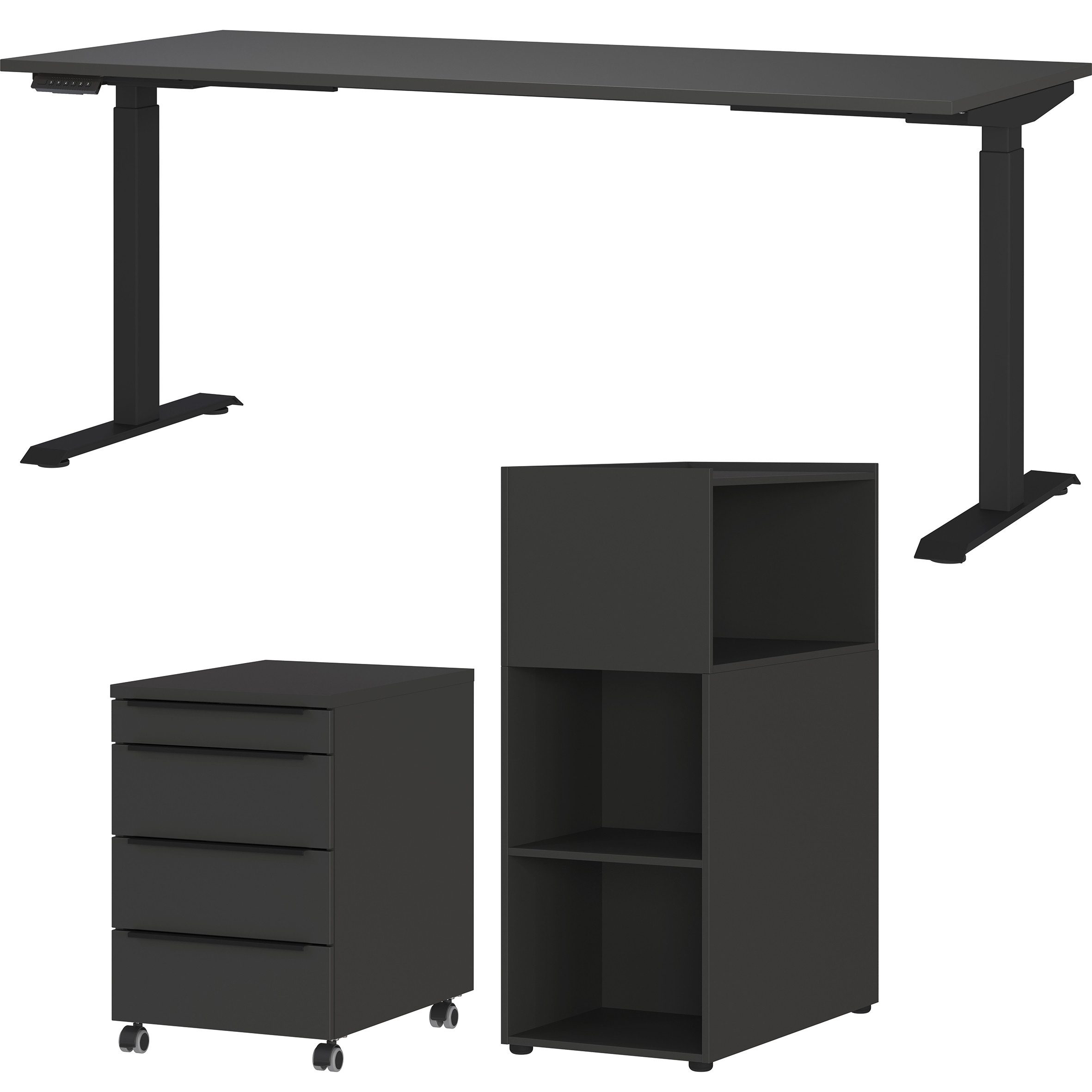 GERMANIA Büromöbel-Set Mailand, (3-tlg), inkl. Schreibtisch, Rollcontainer und Raumteiler