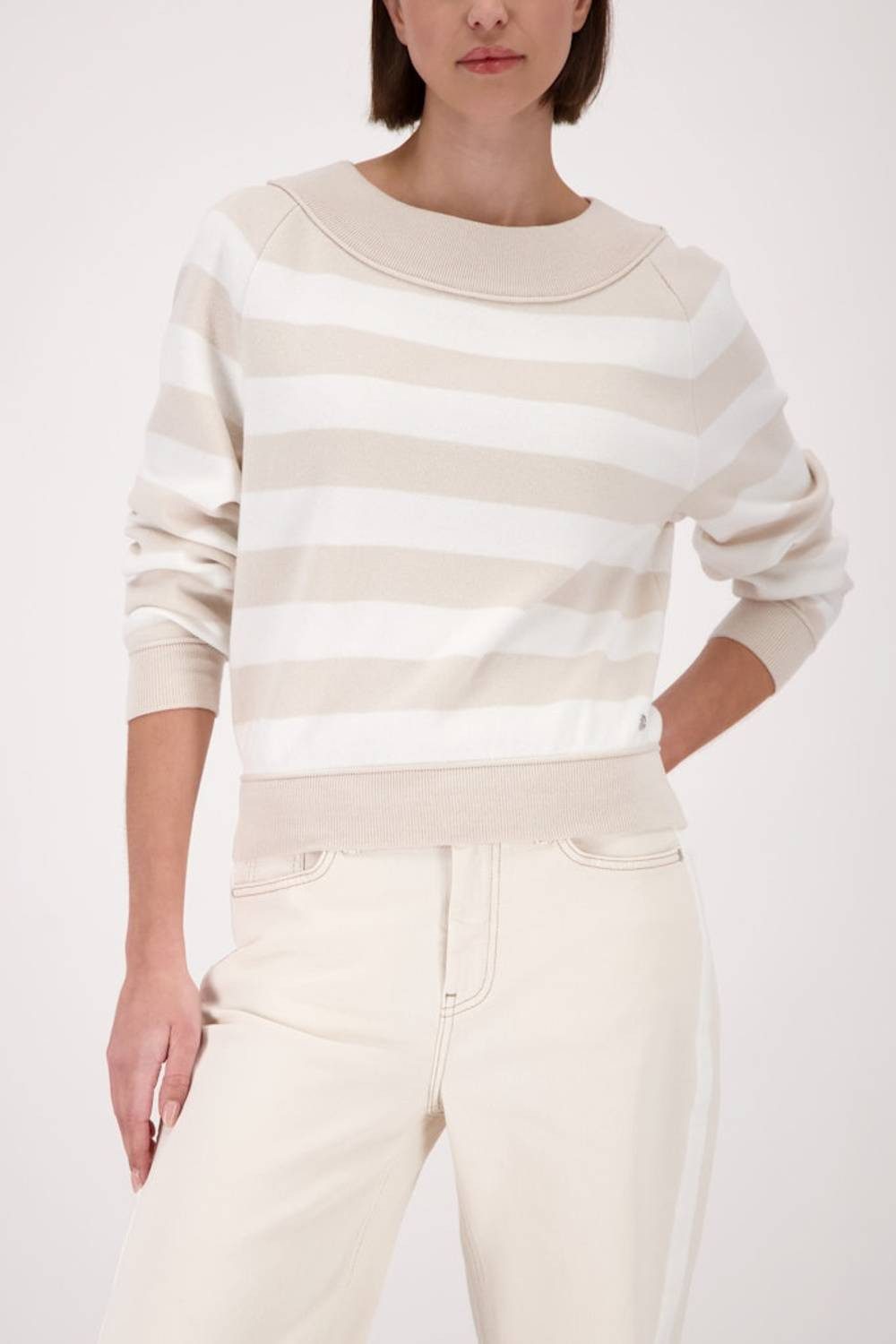 Monari Rundhalspullover 410289 Stilvoller Streifen-Look für zeitlose Eleganz