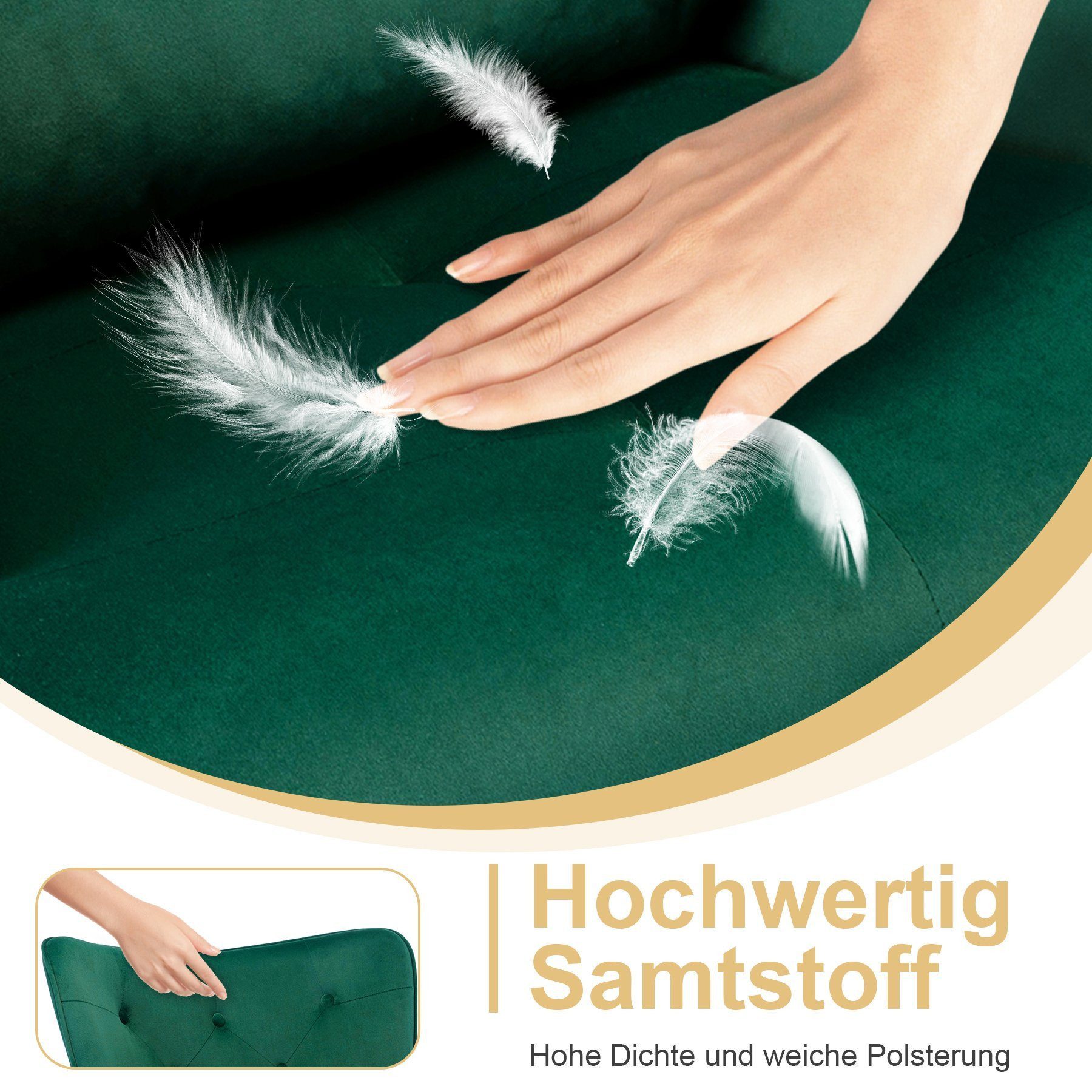 HomeMiYN Schaukelstuhl HOMEMiYN Schaukelstuhl Wohnzimmer mit Metallgestell und Holzsockel, Aus holz