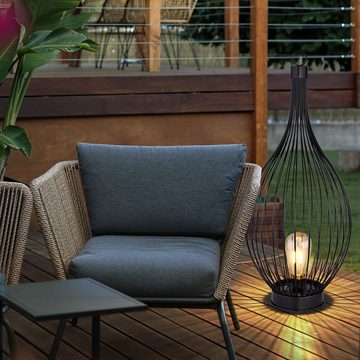 etc-shop Außen-Deckenleuchte, LED-Leuchtmittel fest verbaut, Warmweiß, 2x LED Solar Außen Hänge Lampe Terrassen Hof Käfig Design