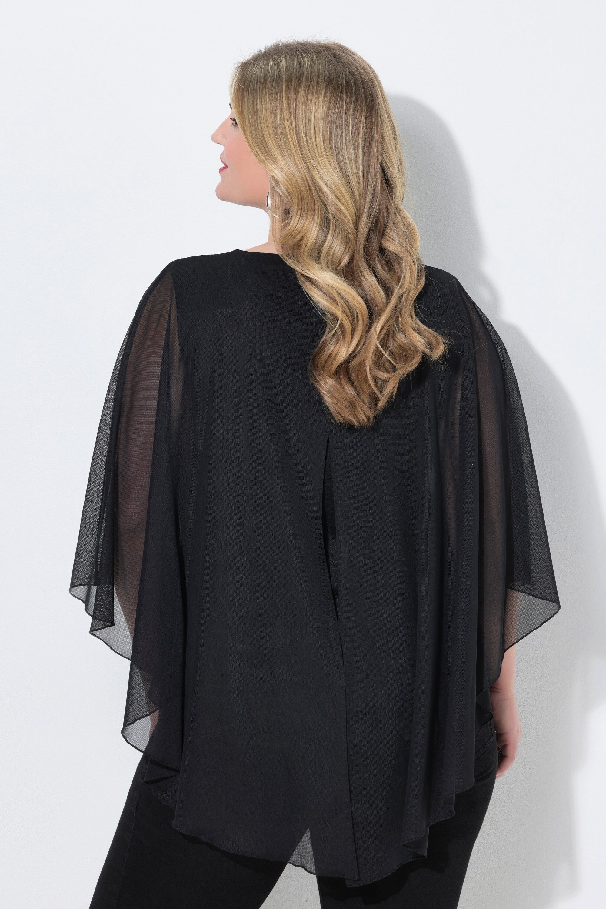 MIAMODA Longbluse Meshbluse weite Passform Muster Rückenschlitz