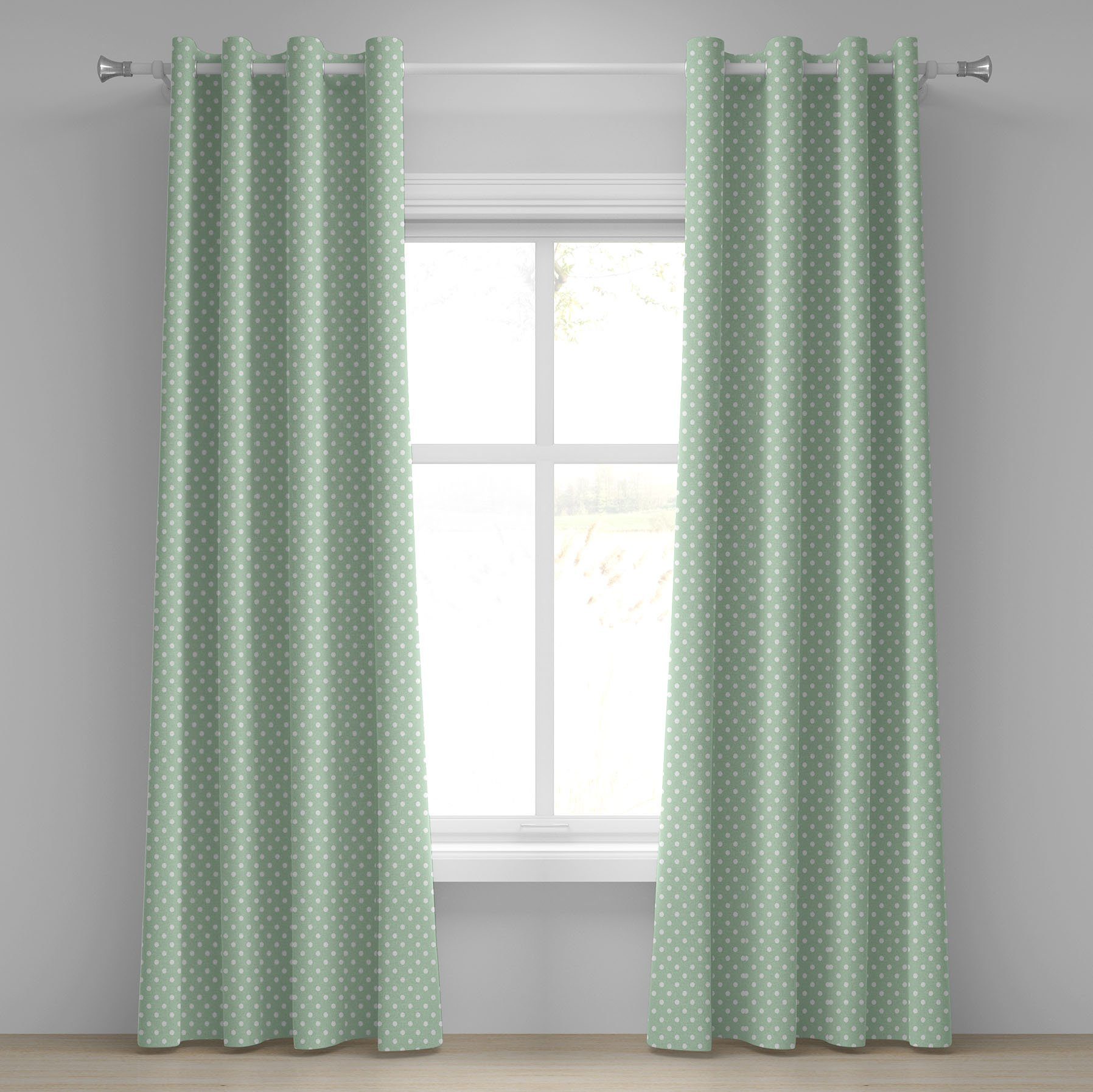 Gardine Dekorative 2-Panel-Fenstervorhänge für Schlafzimmer Wohnzimmer, Abakuhaus, Minze Klassische Weinlese-Frisch