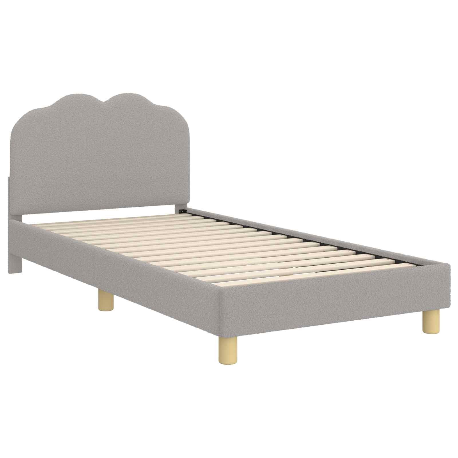 vidaXL Bett Kinderbettgestell mit Kopfteil Hellgrau 90x200 cm Bouclé (1-tlg)
