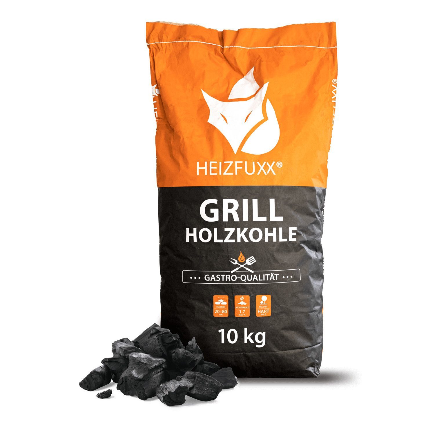 HEIZFUXX Grillkohle Grillholzkohle in Gastro-Qualität, 10 kg, (Paket, 1-St)