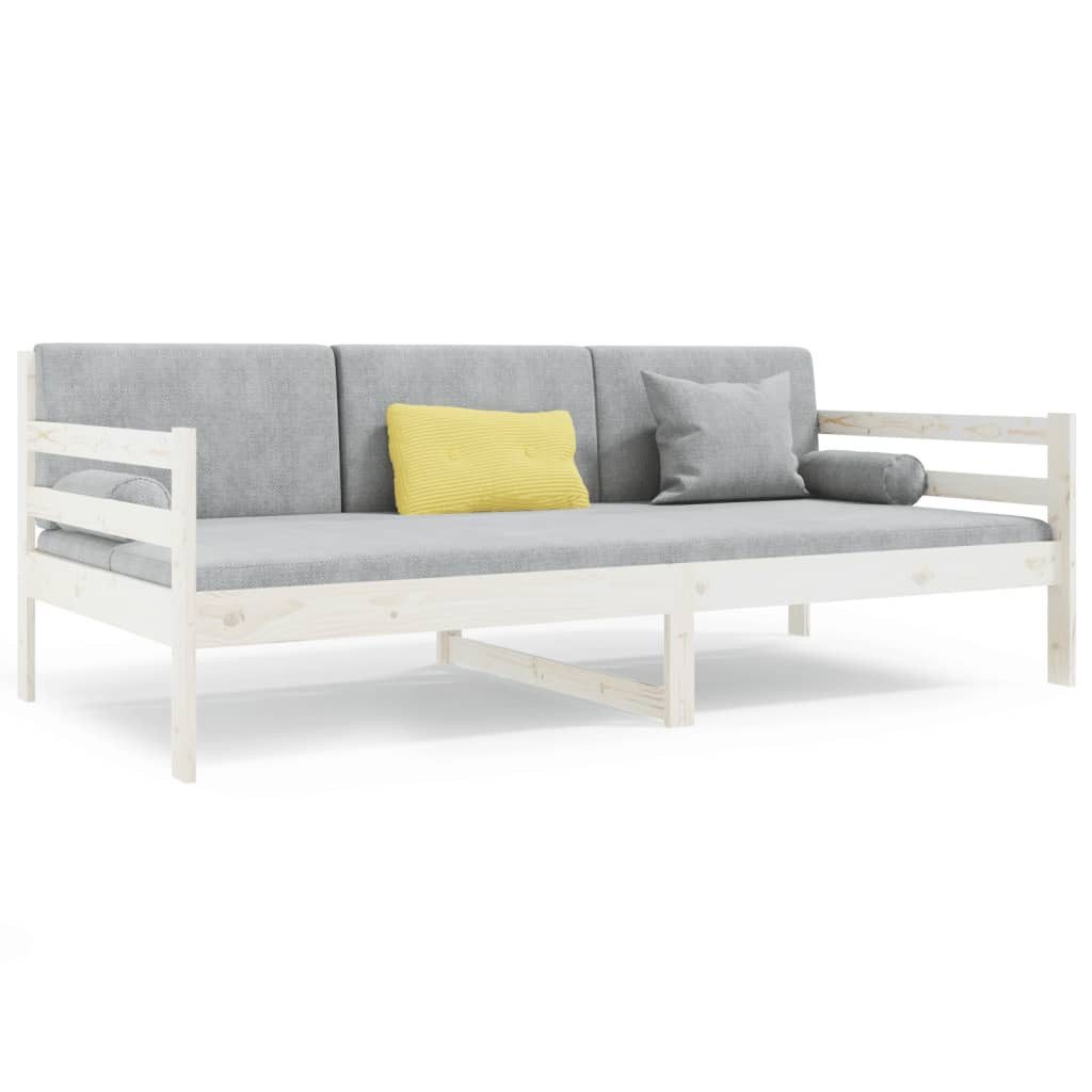 Bett Tagesbett aus massivem Kiefernholz Weiß 203,5 x 85,5 x 69,5 cm