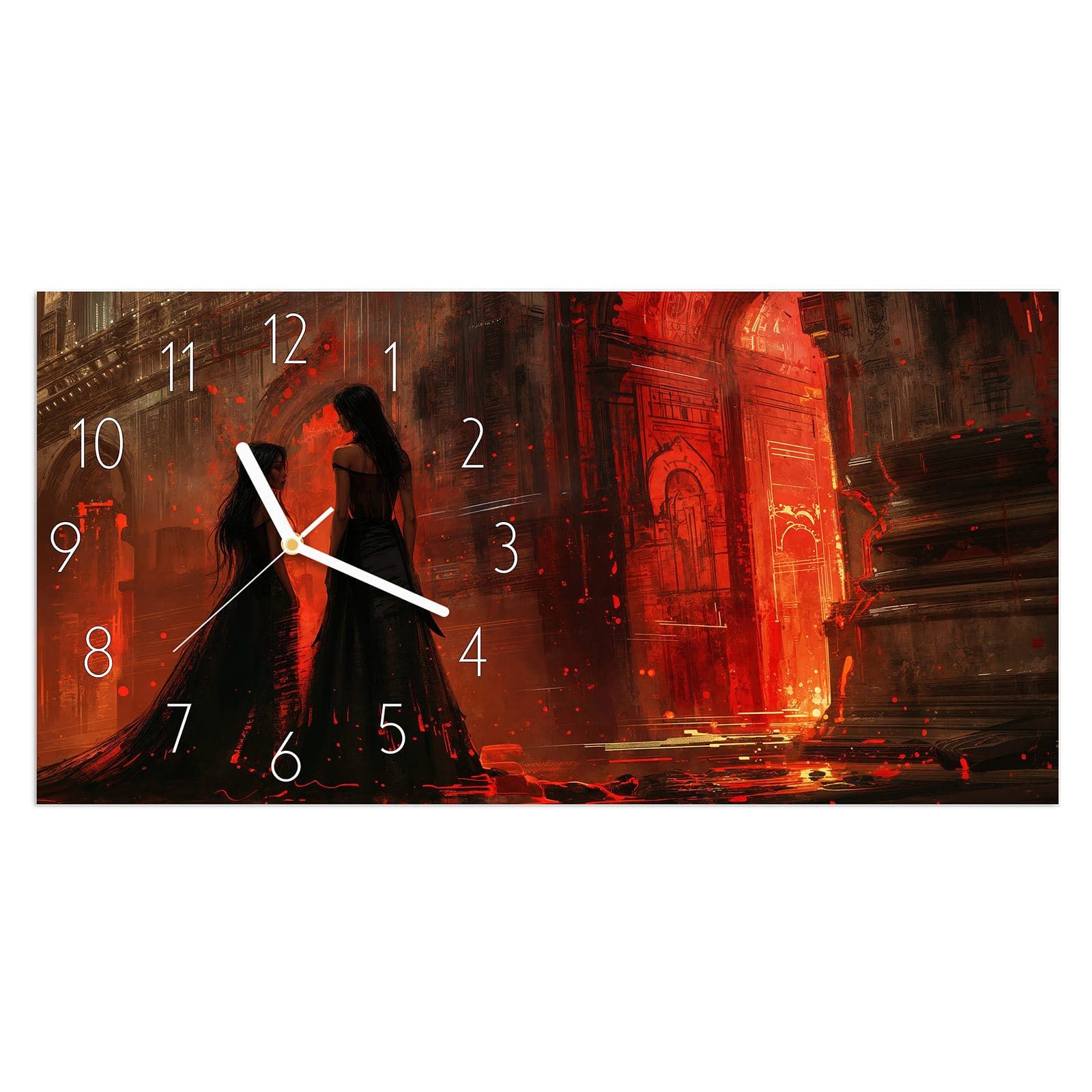 Wanduhr Glasuhr Wandkunst Größe 60 x 30 cm mit Motiv Feuerpalast