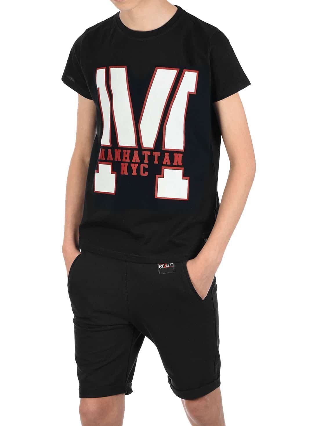 BEZLIT T-Shirt & Shorts Jungen Set T-Shirt Shorts (1-tlg) mit elastischem Bund Schwarz / Schwarz