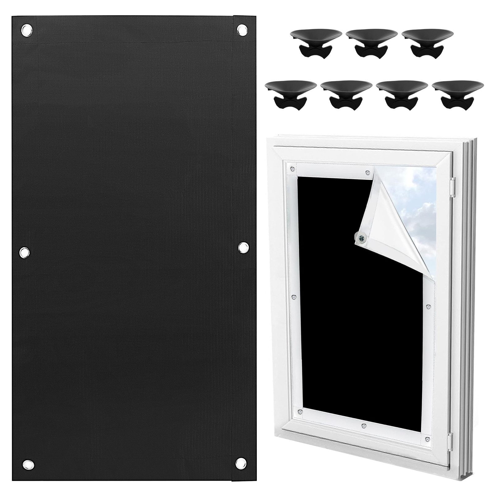 Dachfensterrollo Verdunkelungsvorhänge ohne Bohren mit Saugnäpfen Schwarz 48 x 93 cm, BlingBin, verdunkelnd, verspannt, Verdunkelung Sonnenschutz, für Dachfenster, Schlafzimmer Fenster