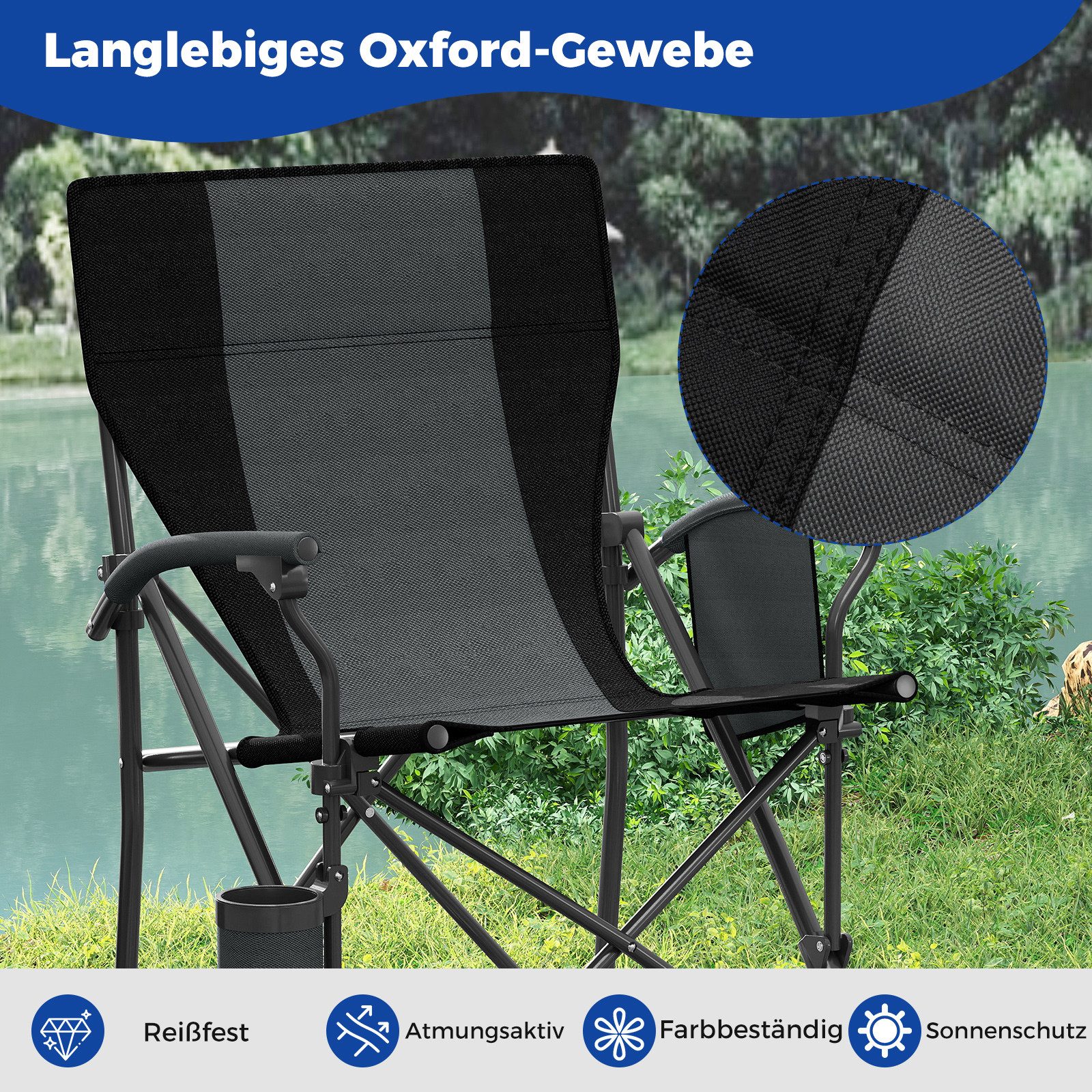 COSTWAY Campingstuhl (2 St), Gartenstuhl faltbar, bis 160kg belastbar, mit Tasche
