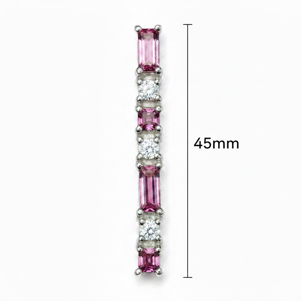 Karisma Schmuck Kettenanhänger Halskette aus 925 Sterlingsilber mit Anhänger, lange Damen-Kette, 65+5 cm mit Baguette-Steinen