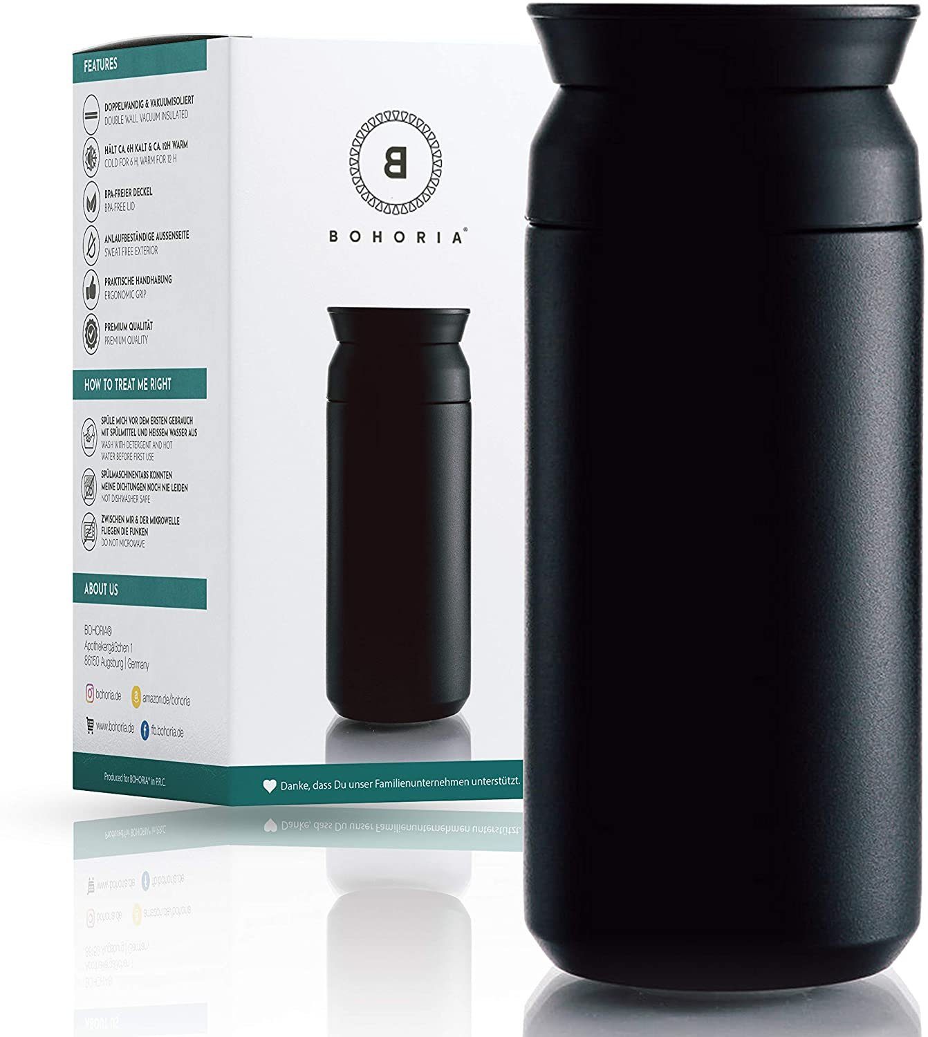 BOHORIA Thermobecher Thermobecher UrbanMug Edelstahl Thermo-Becher Travel Mug 360 ml