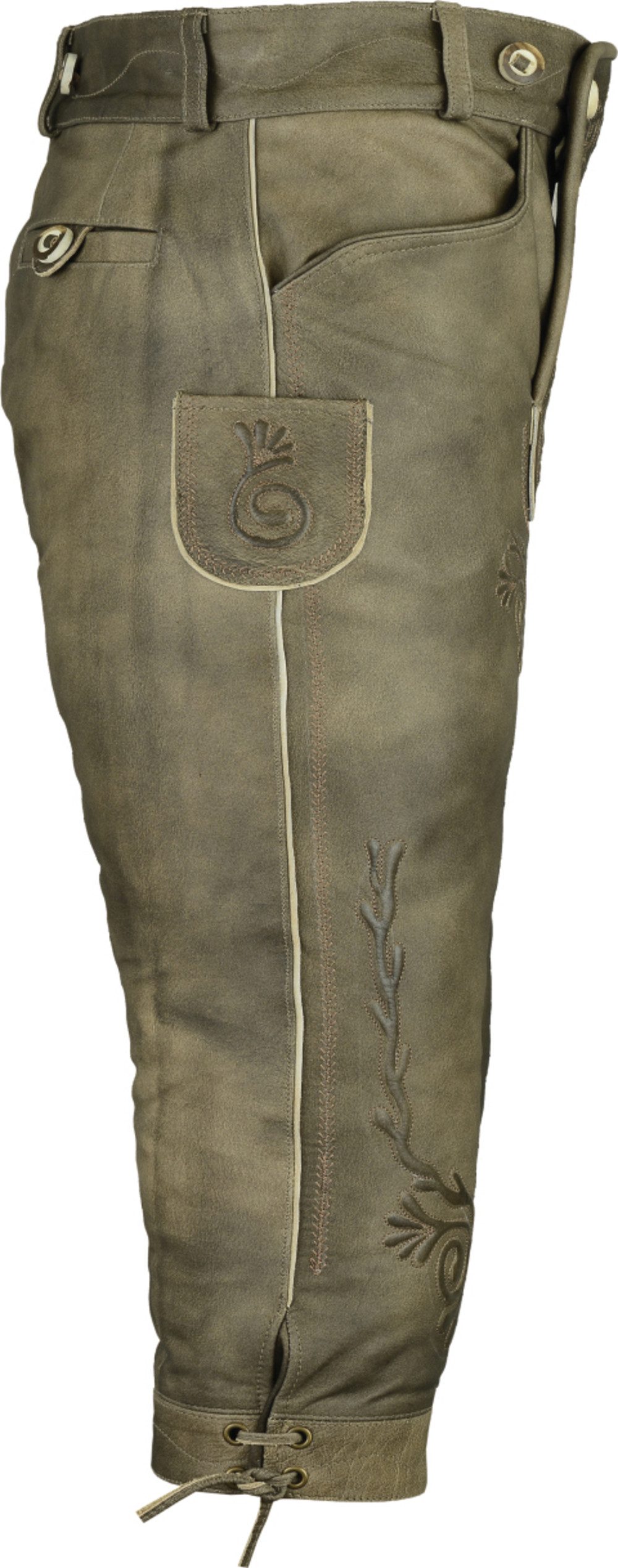 Fuente Leather Wears Trachtenlederhose Herren Trachtenlederhose mit Trägern, Kniebund, 100% Leder, Beige