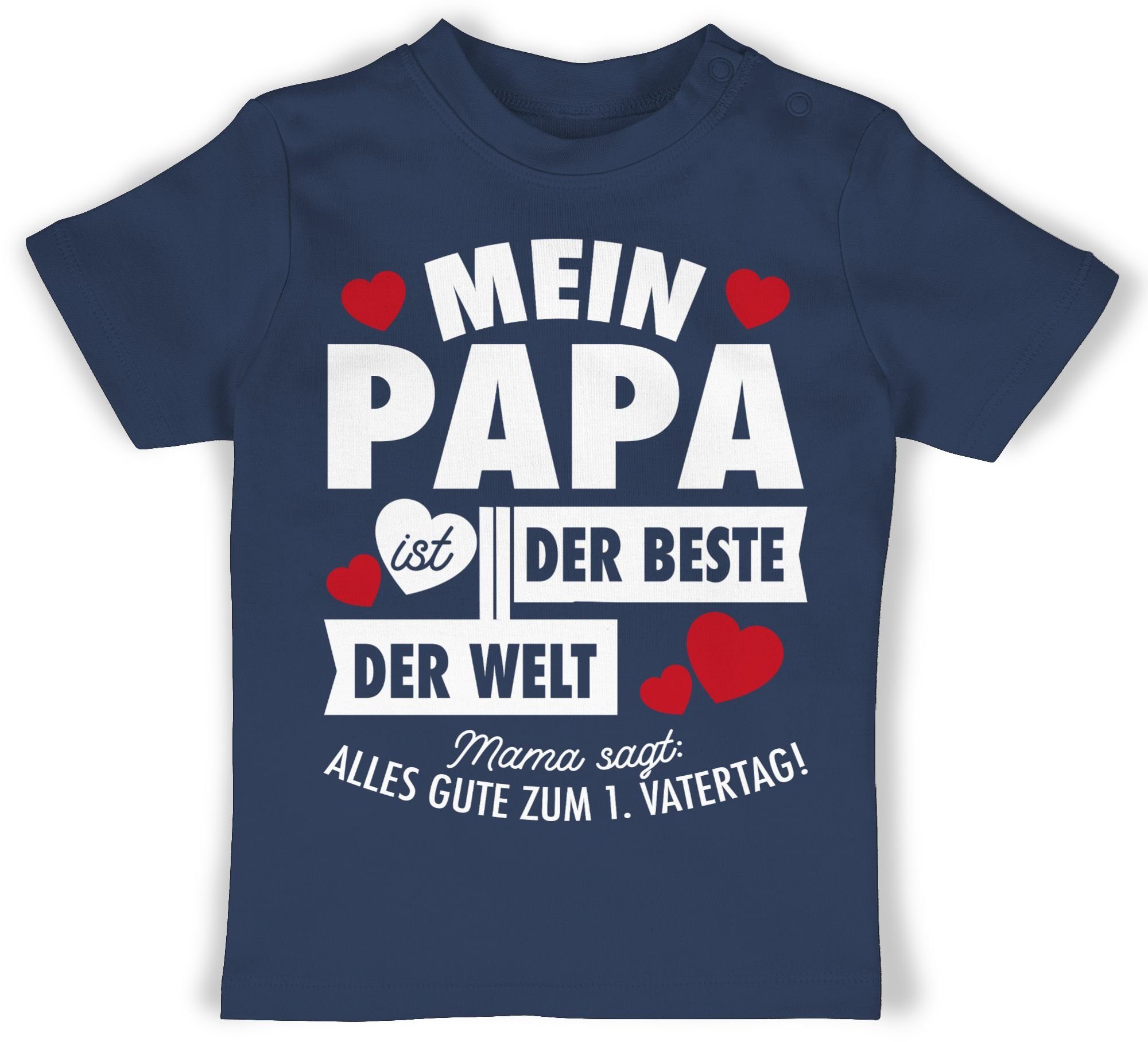 Shirtracer T-Shirt Mein Papa ist der Beste der Welt - weiß Geschenk Vatertag Baby 1 Navy Blau